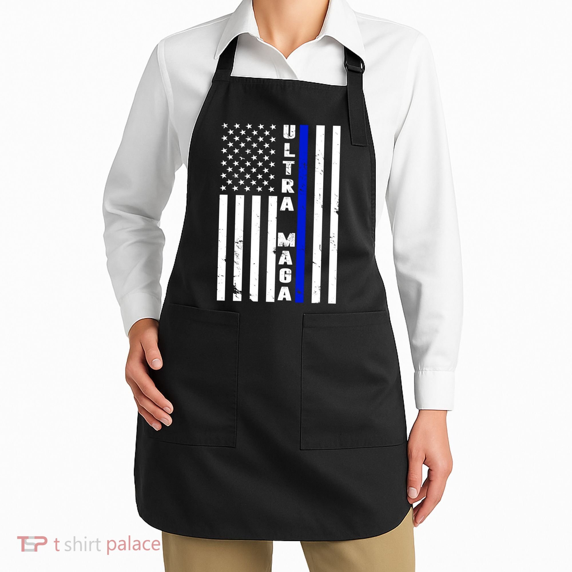 Ultra Maga Police Officer USA Flag Apron