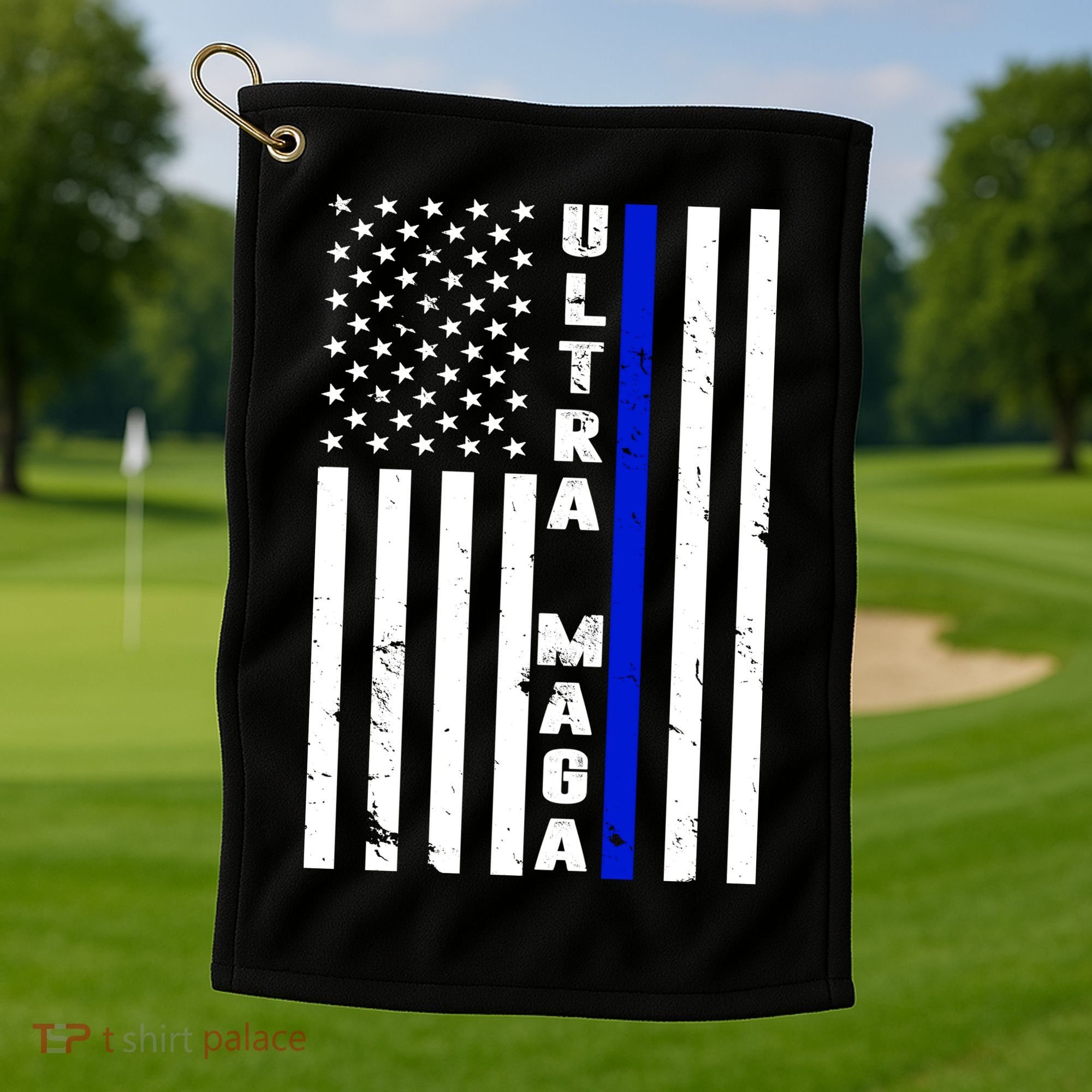 Ultra Maga Police Officer USA Flag Golf Towel