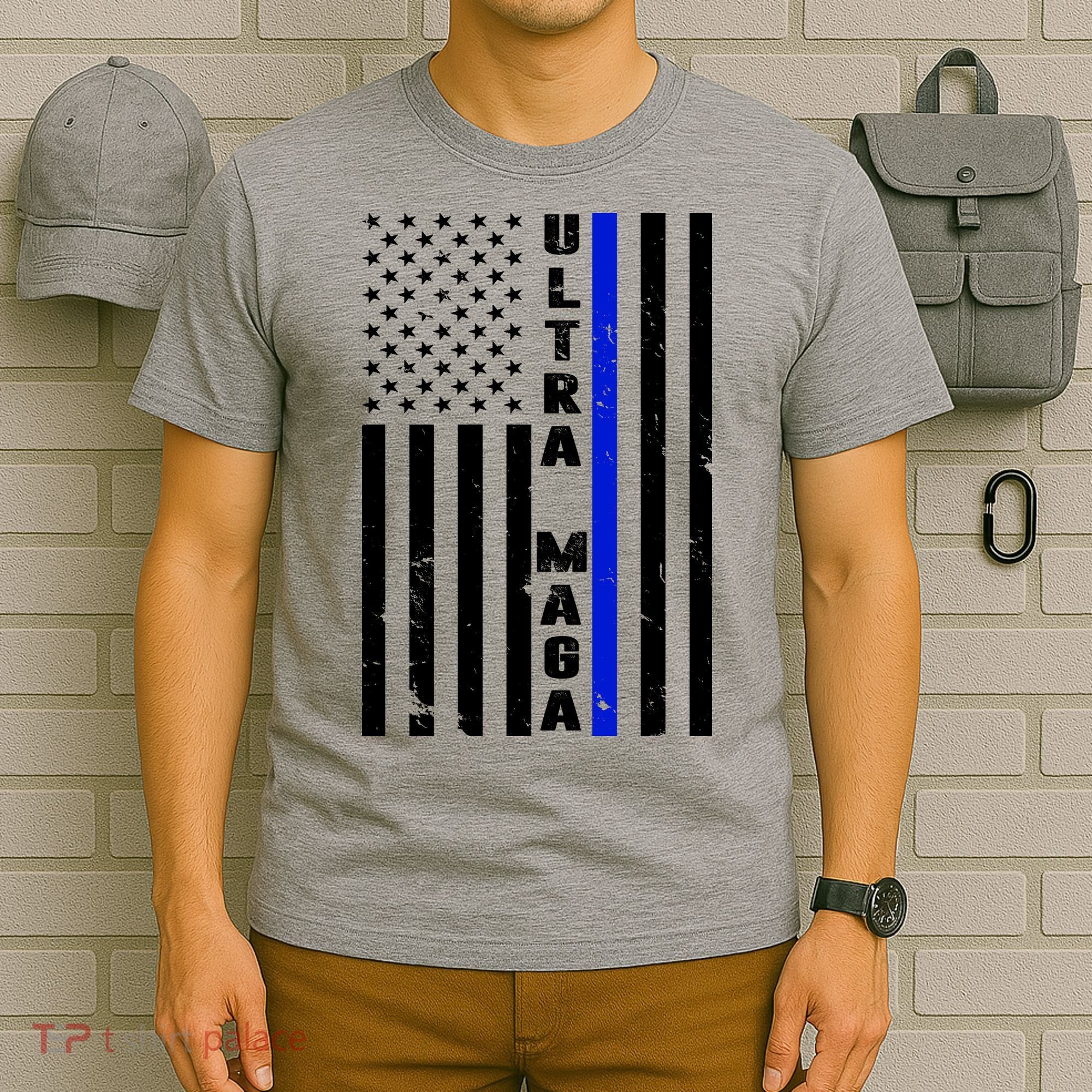 Ultra Maga Police Officer USA Flag T-Shirt