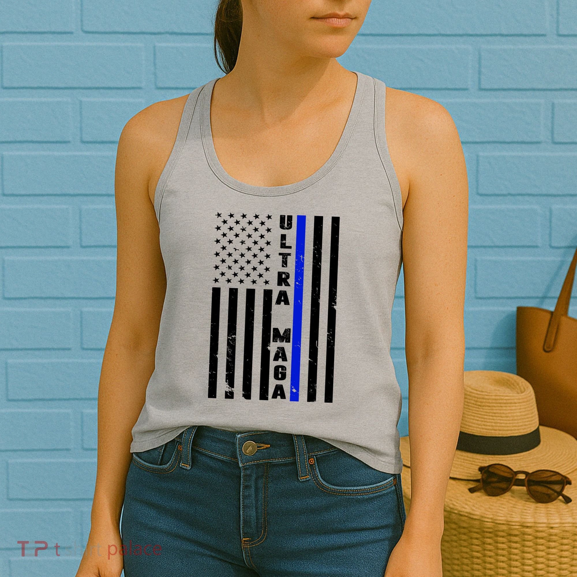 Ultra Maga Police Officer USA Flag Women's Tank Top