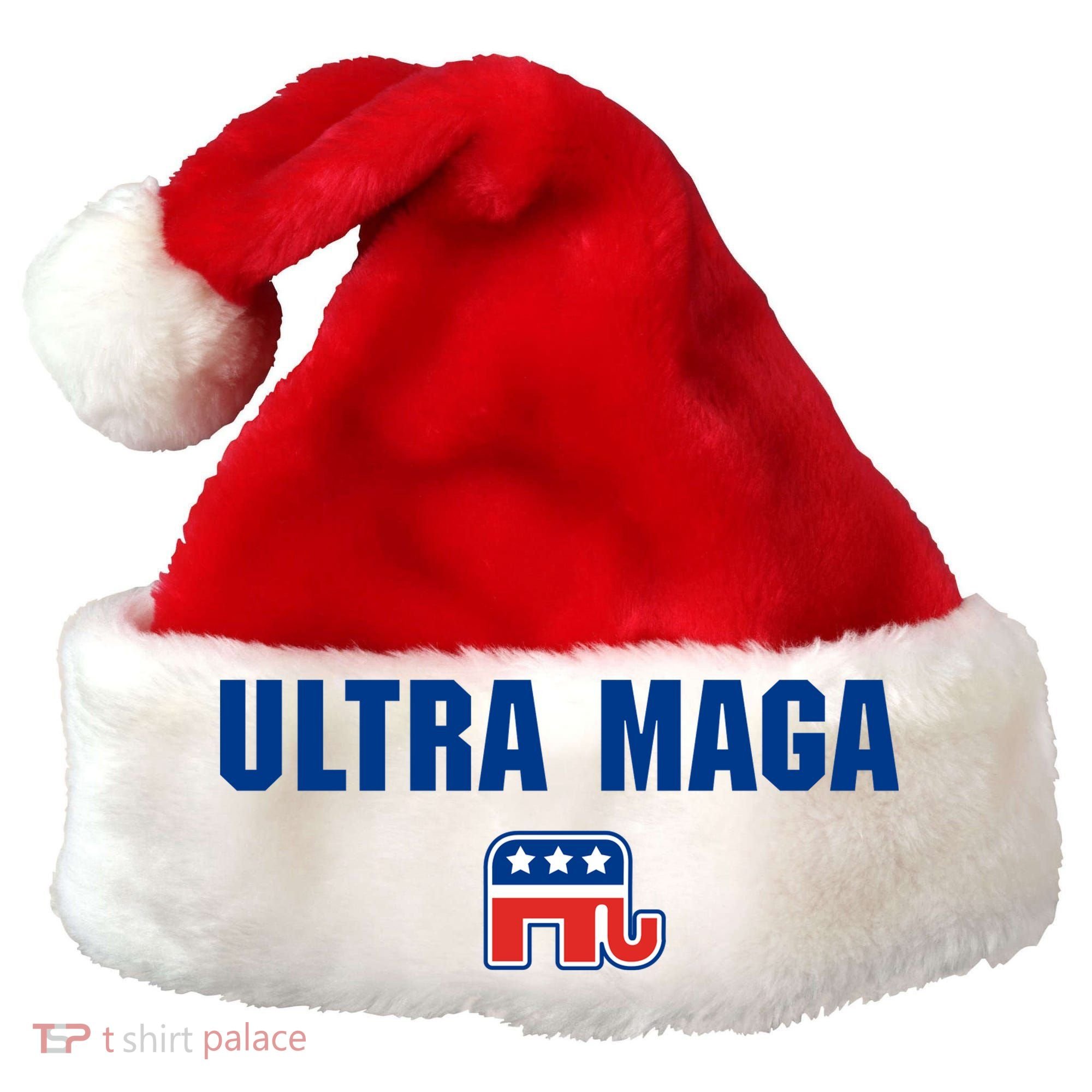 Ultra MAGA Republican Elephant Mens Womens Tee Santa Hat