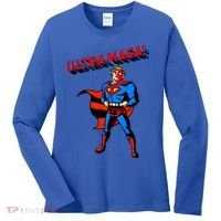 Ultra MAGA Superhero Parody Trump 2024 Anti Biden Women's Long Sleeve Shirt thumb 0