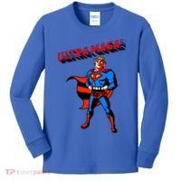 Ultra MAGA Superhero Parody Trump 2024 Anti Biden Kids Long Sleeve Shirt thumb 0