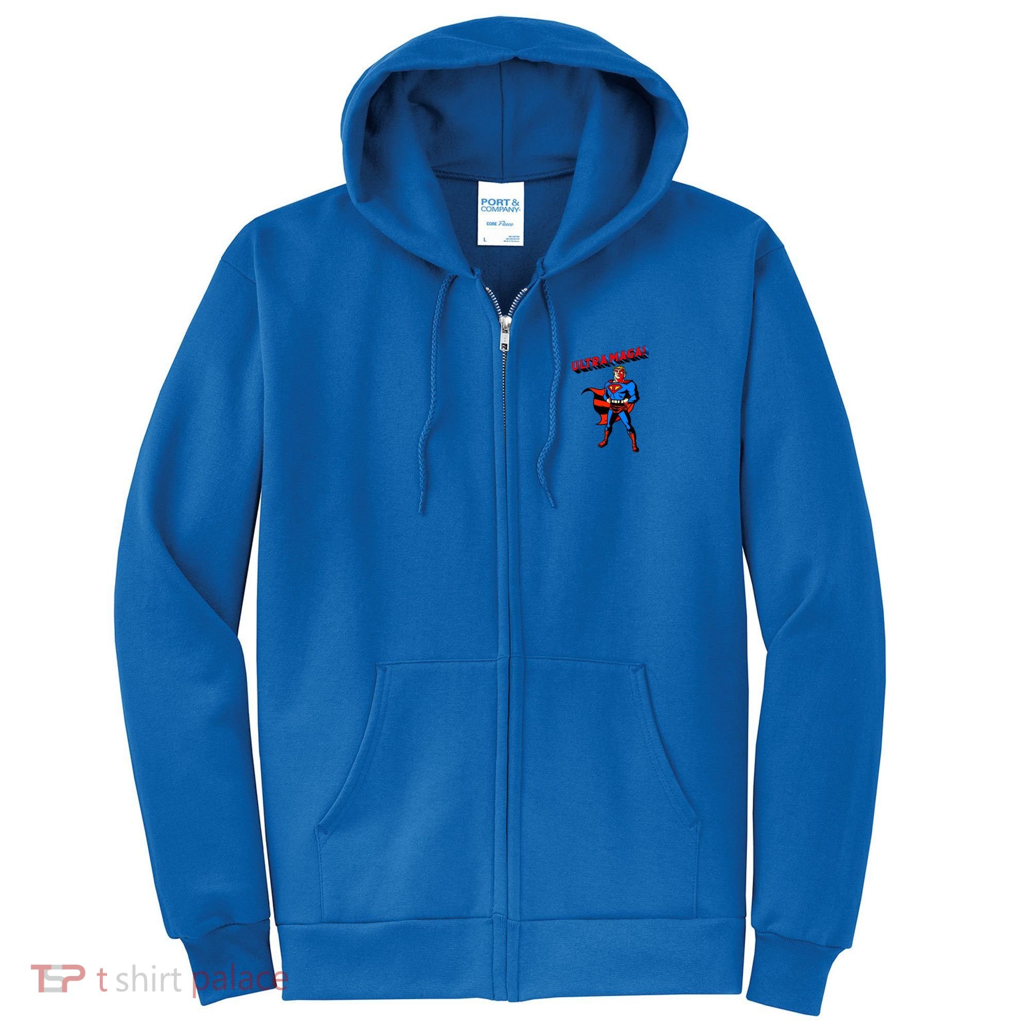 Ultra MAGA Superhero Parody Trump 2024 Anti Biden Full Zip Hoodie