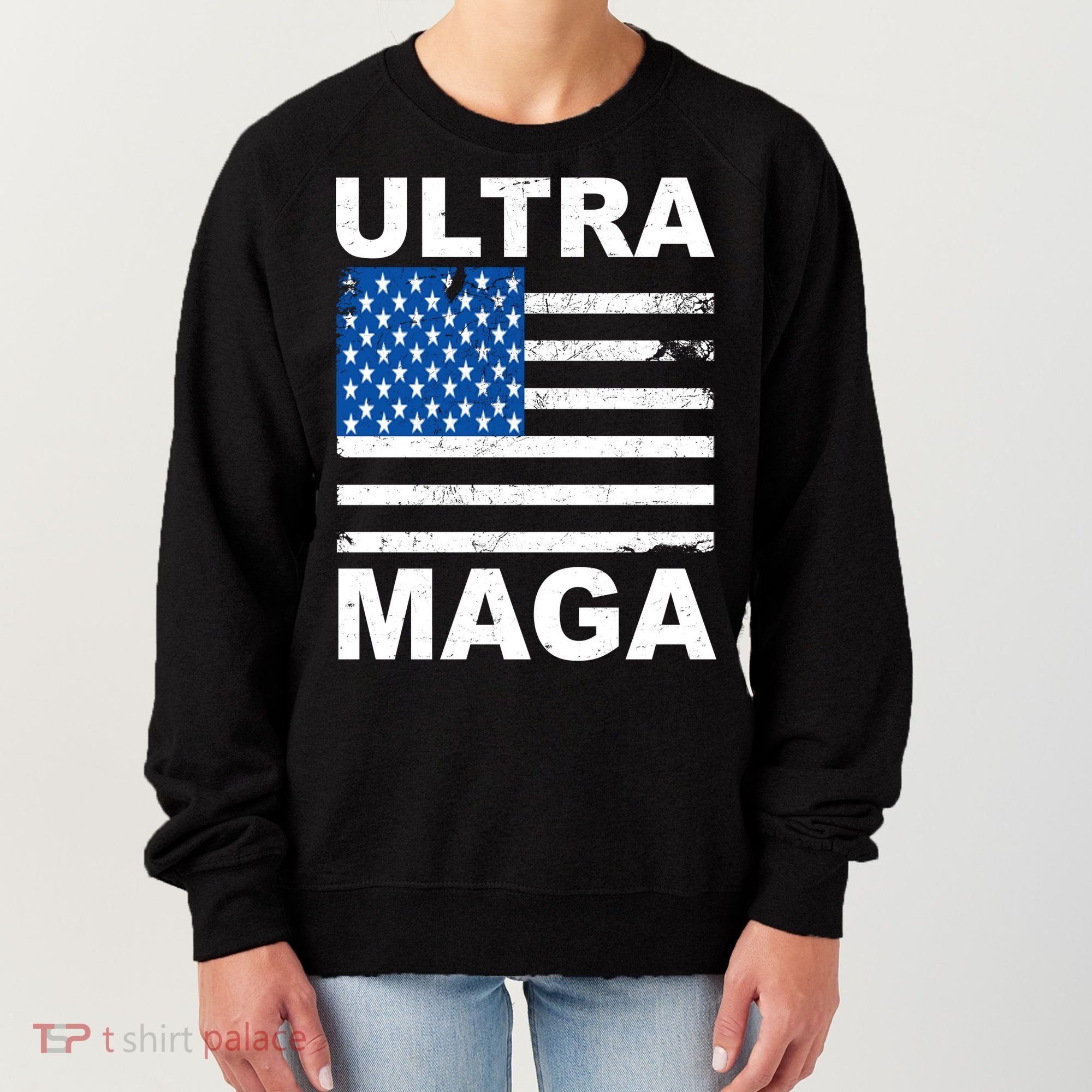 Ultra Maga Trump USA Flag Women's Sweatshirt