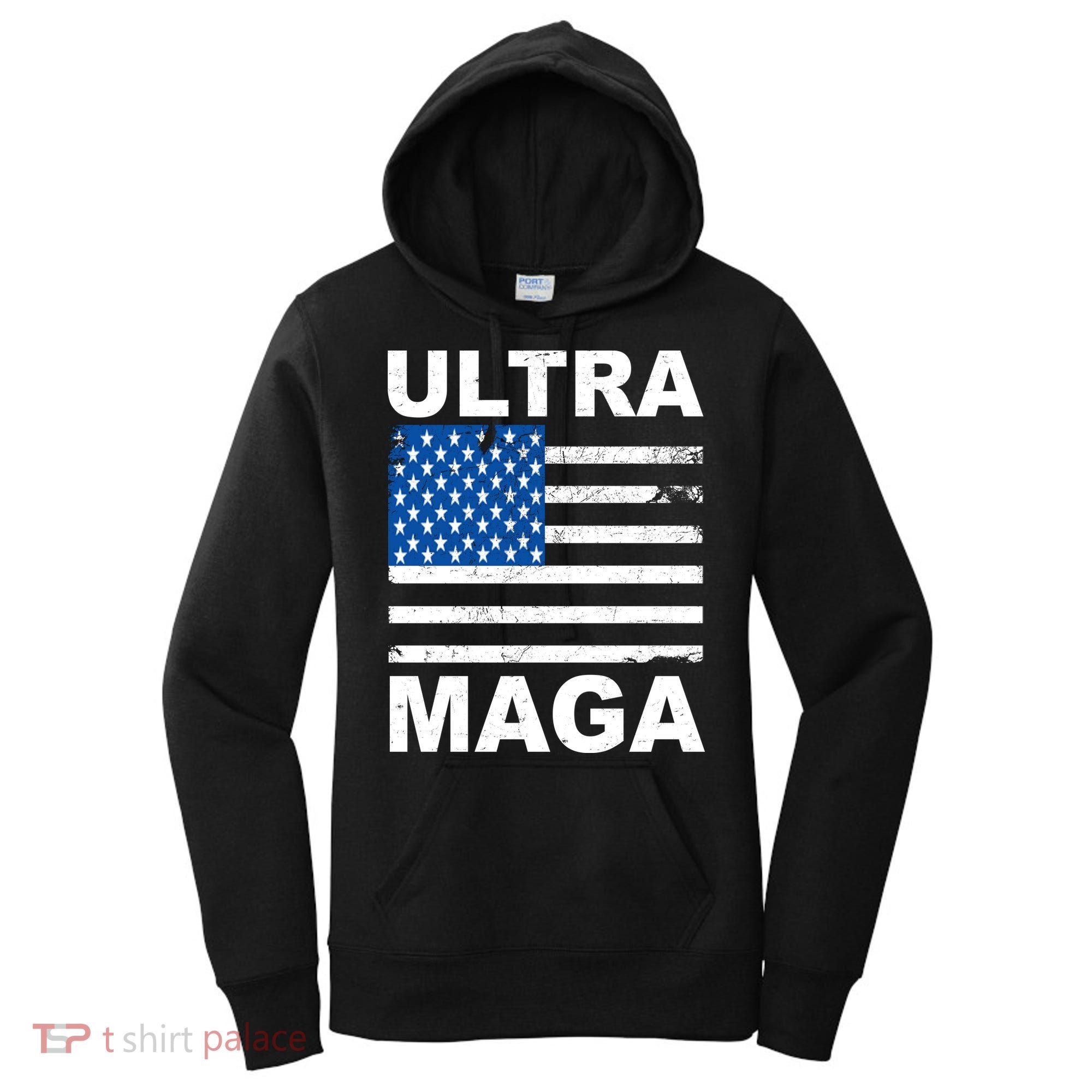 Ultra Maga Trump USA Flag Women's Hoodie