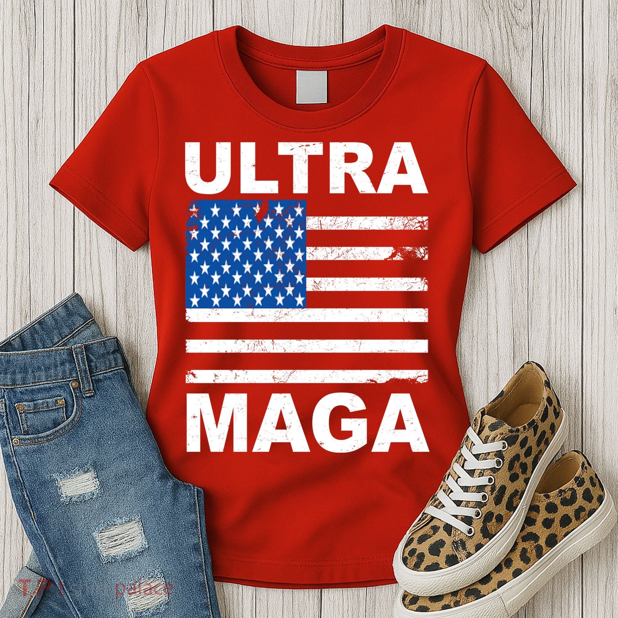Ultra Maga Trump USA Flag Women's T-Shirt