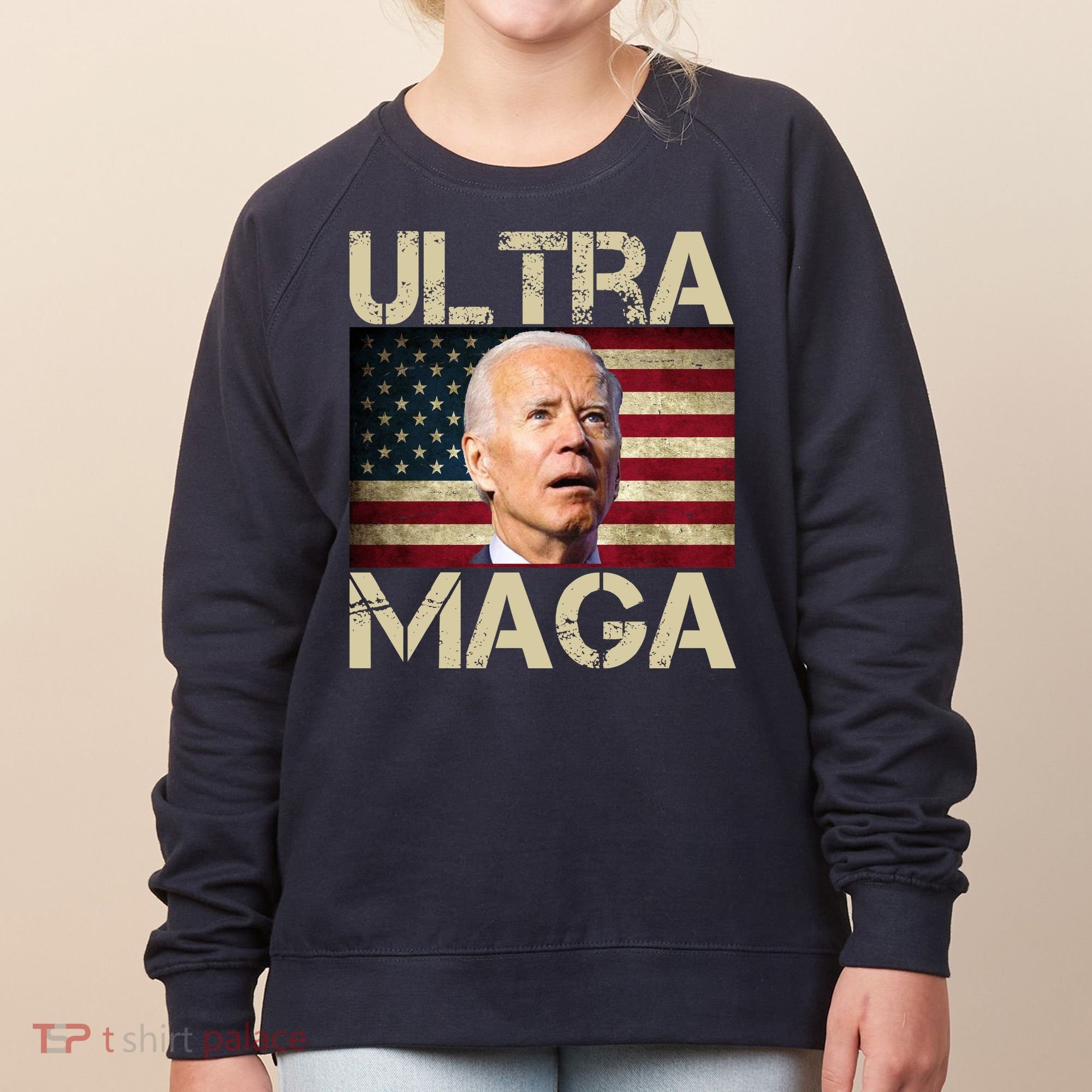 Ultra Maga Usa Flag Joe Biden Funny Women's Sweatshirt