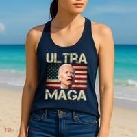 Ultra Maga Usa Flag Joe Biden Funny Women's Tank Top thumb 2