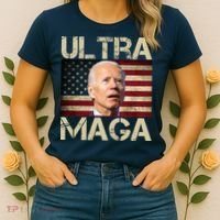 Ultra Maga Usa Flag Joe Biden Funny Women's T-Shirt thumb 2
