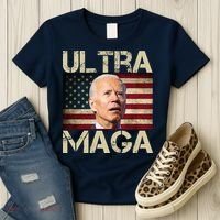 Ultra Maga Usa Flag Joe Biden Funny Women's T-Shirt thumb 3