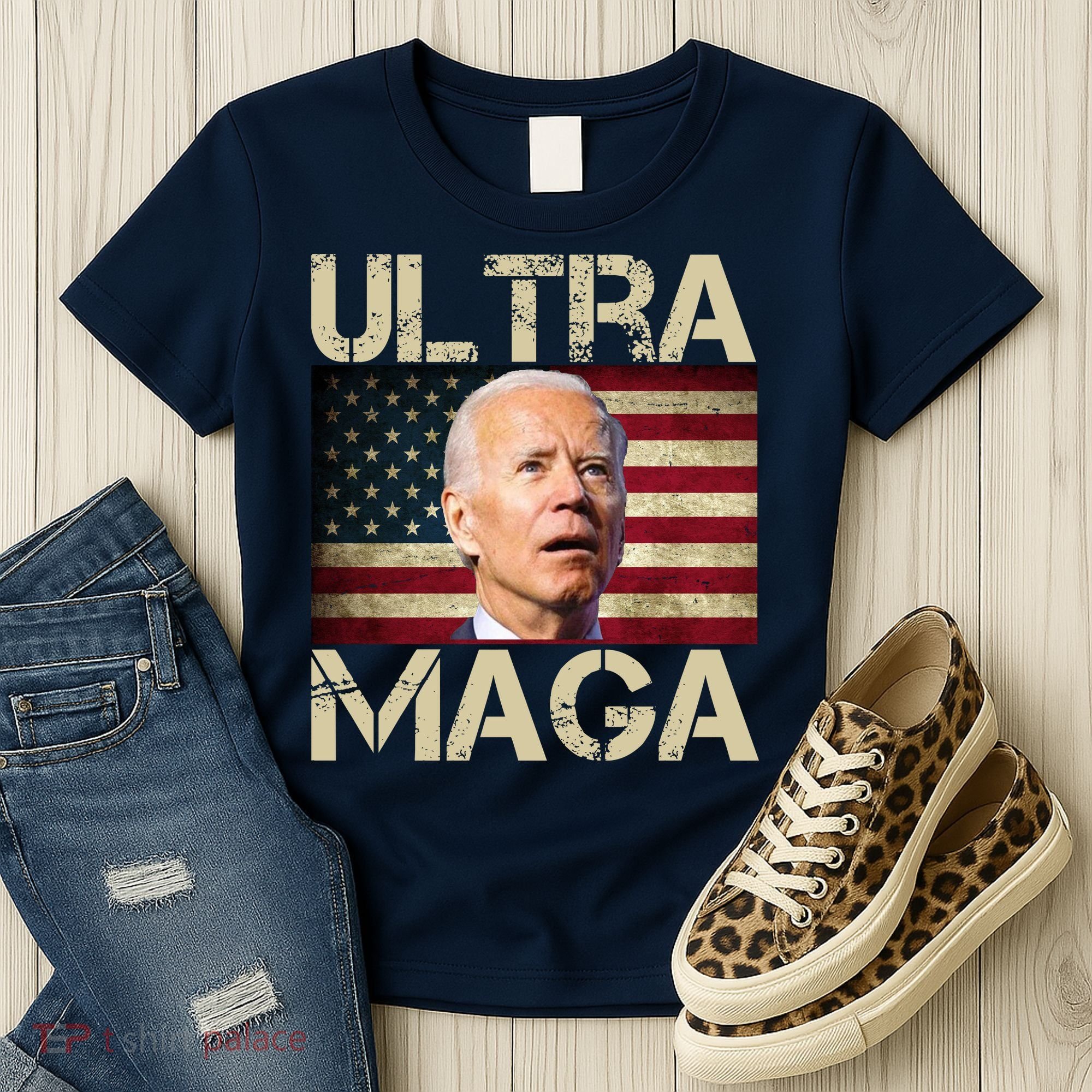 Ultra Maga Usa Flag Joe Biden Funny Women's T-Shirt