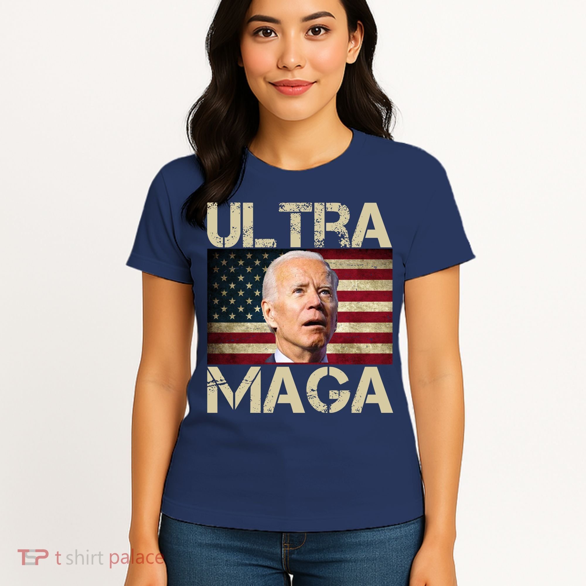 Ultra Maga Usa Flag Joe Biden Funny Women's T-Shirt