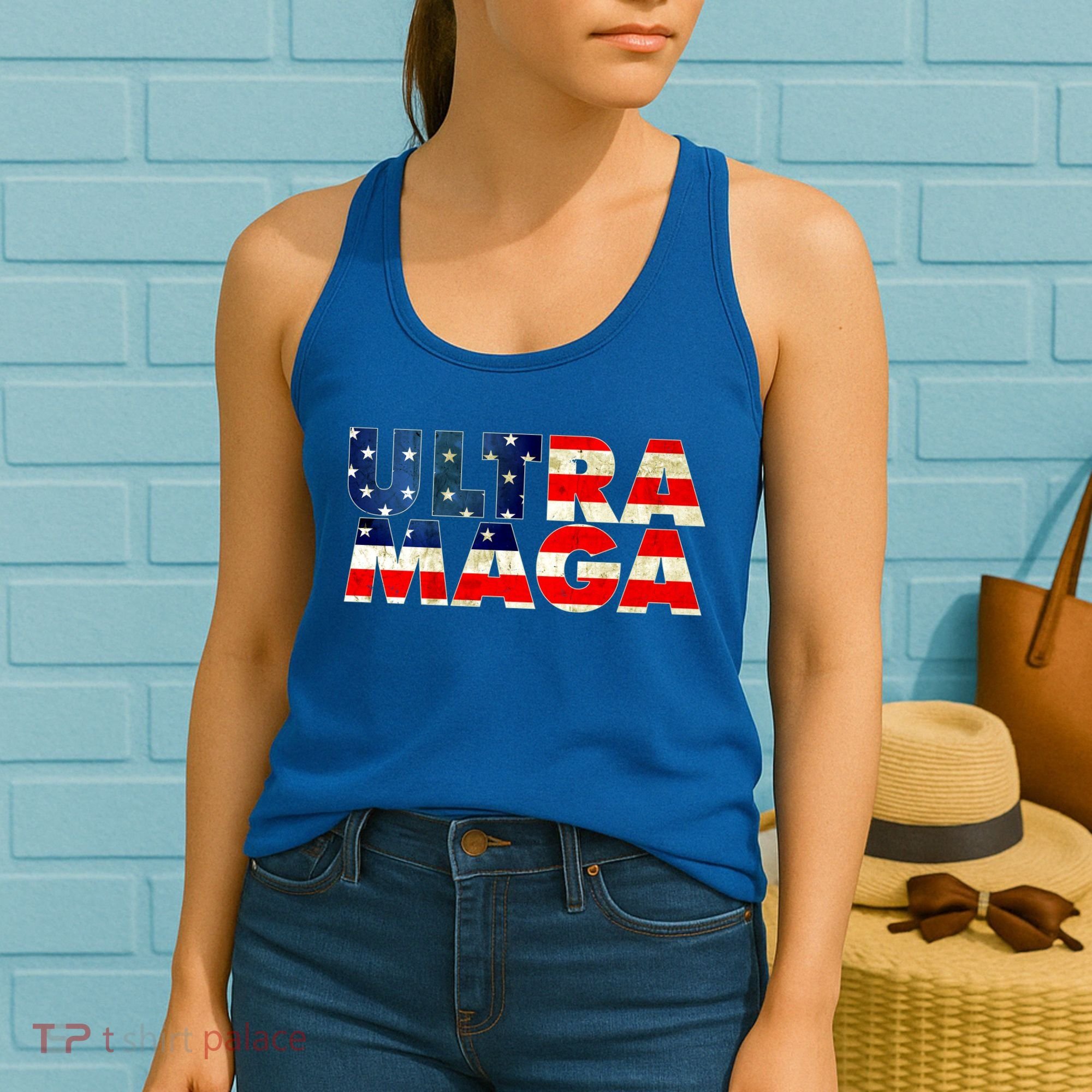 Ultra Maga USA American Flag Women's Tank Top