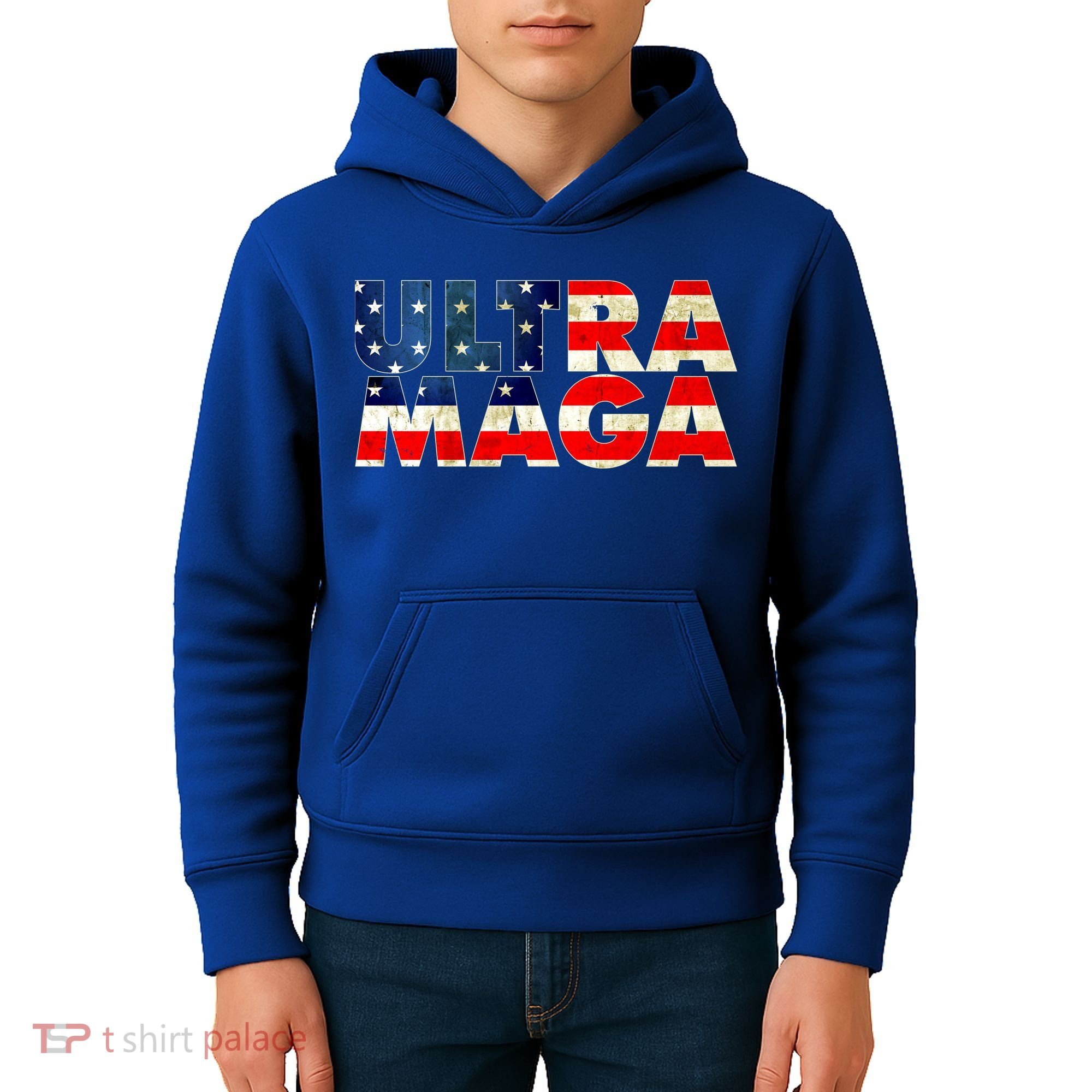 Ultra Maga USA American Flag Kids Hoodie