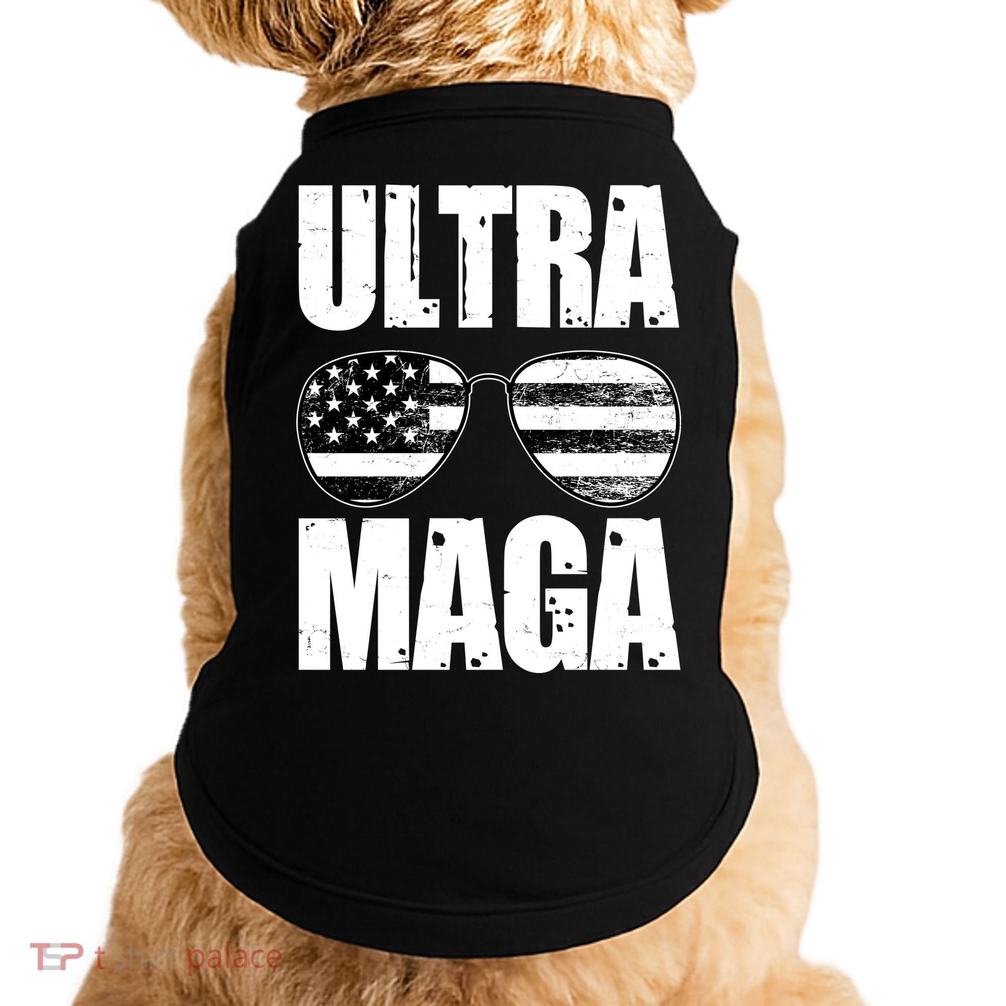 Ultra Maga USA Flag Sunglasses Doggie Tank