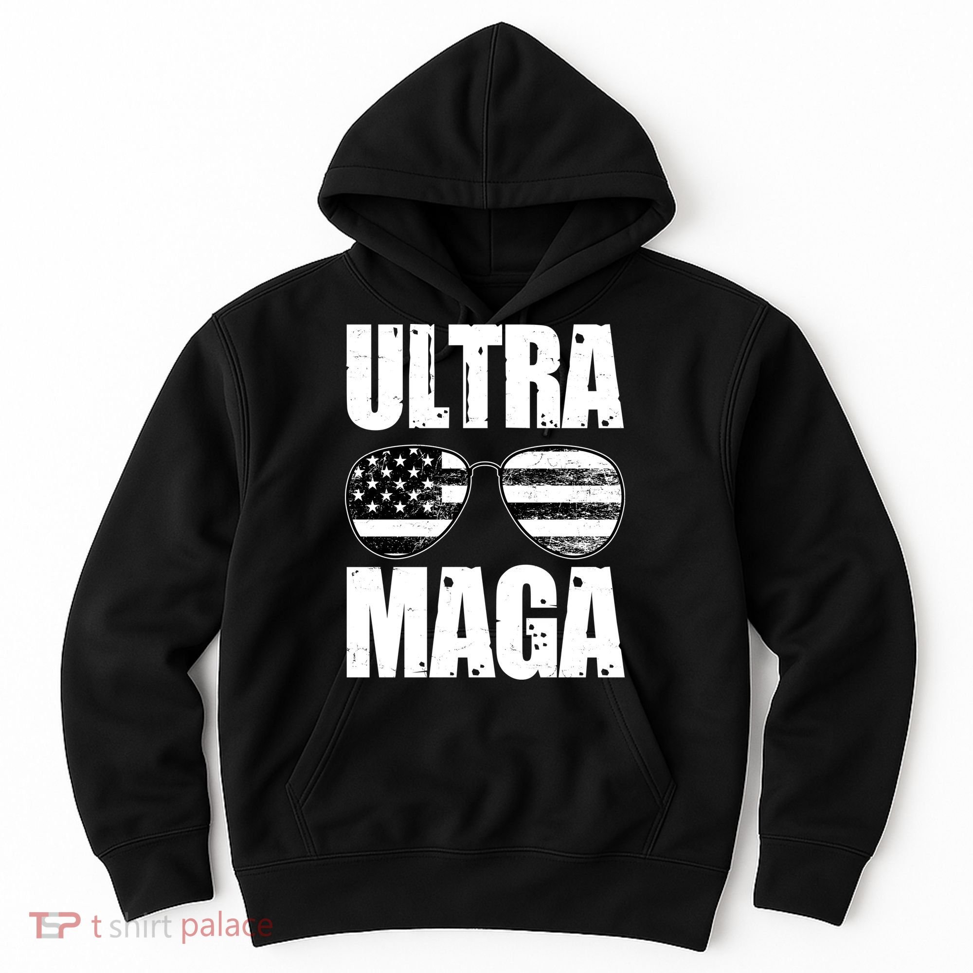 Ultra Maga USA Flag Sunglasses Hoodie
