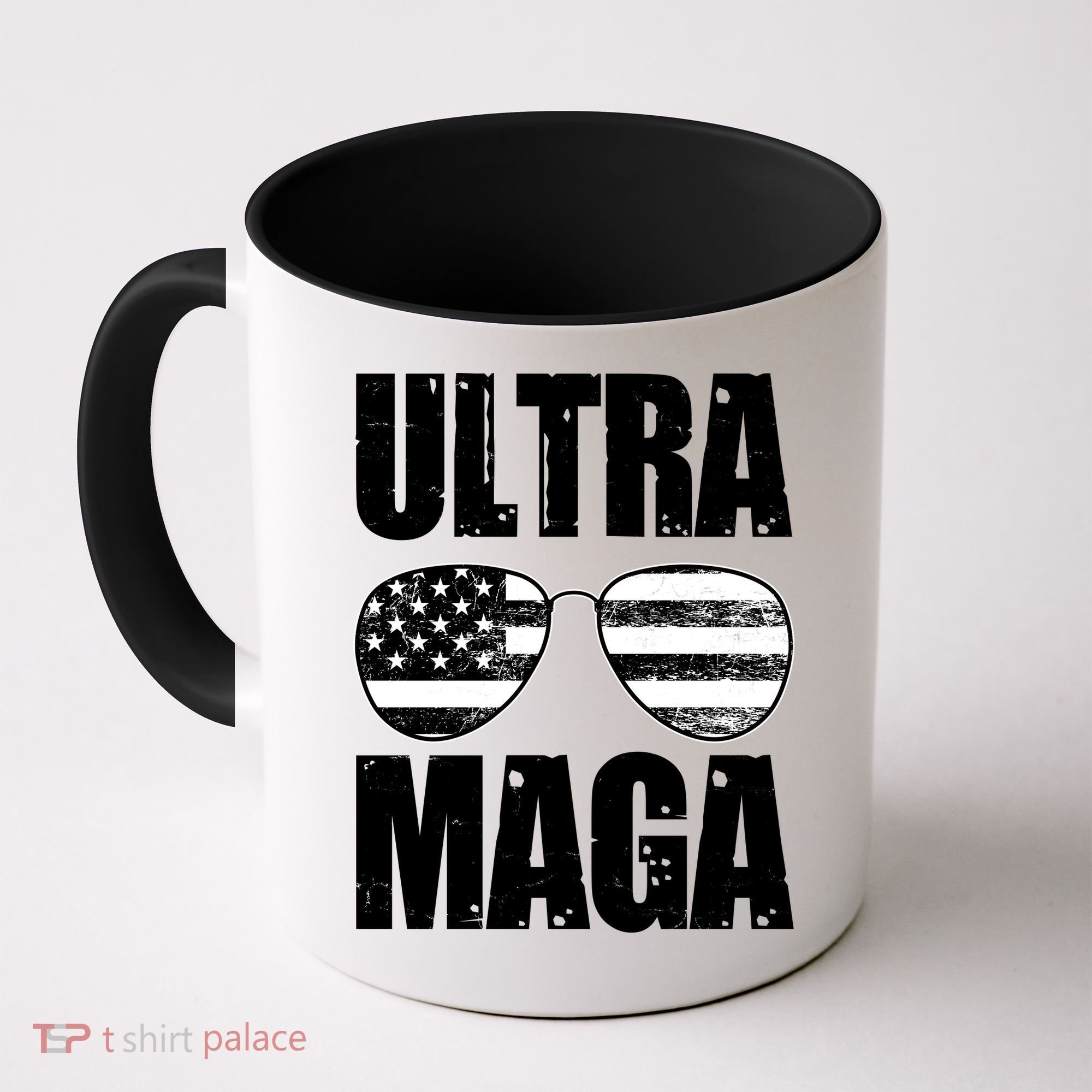 Ultra Maga USA Flag Sunglasses Coffee Mug