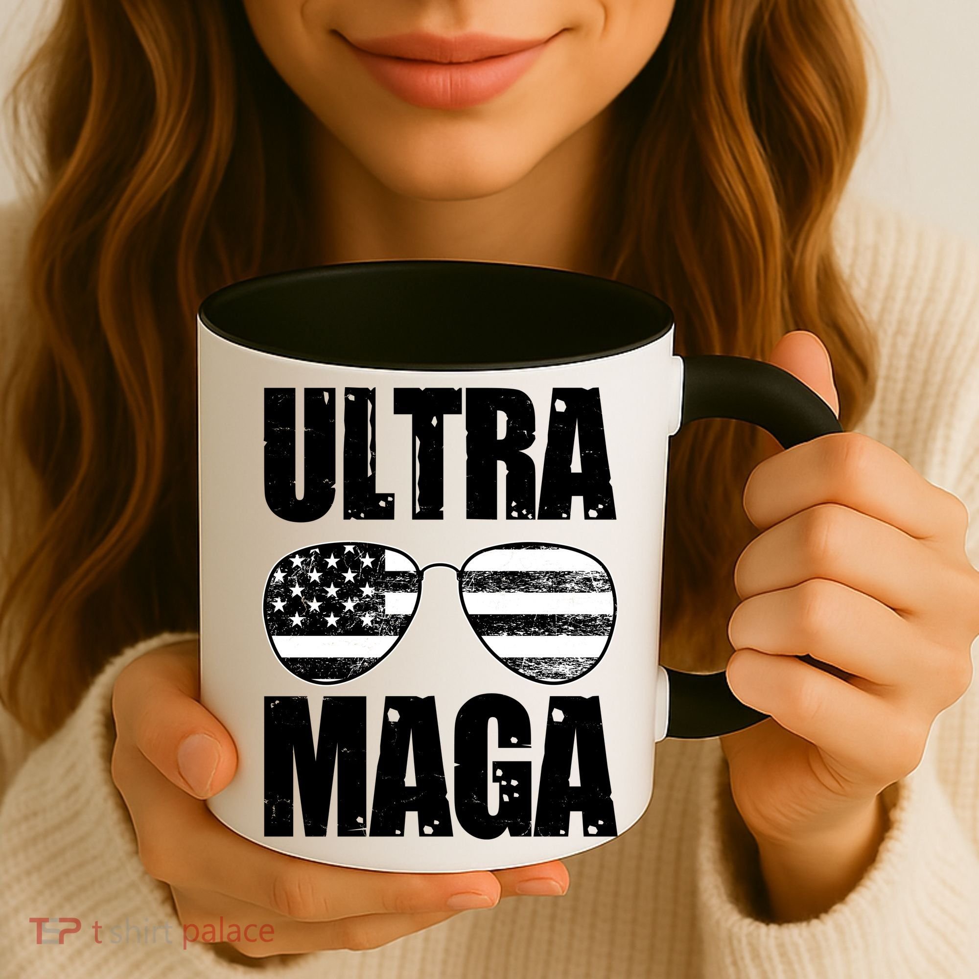 Ultra Maga USA Flag Sunglasses Coffee Mug