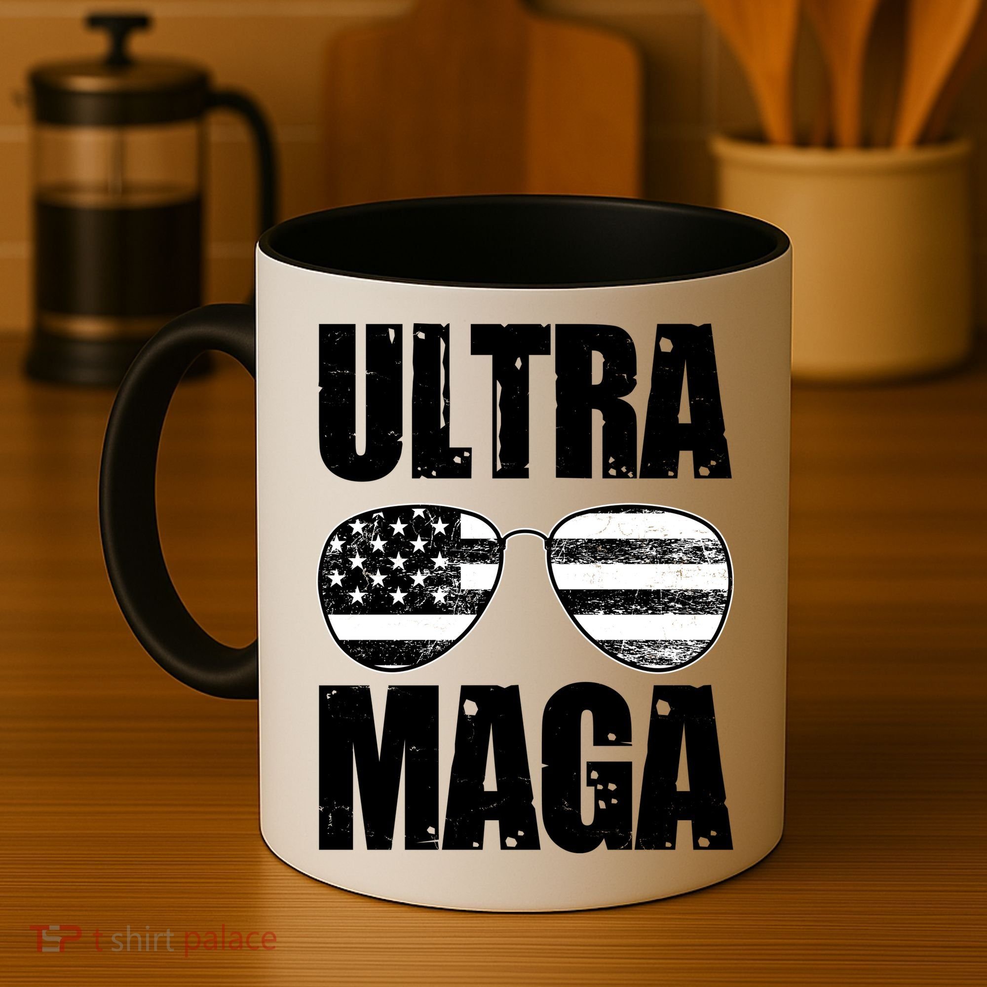 Ultra Maga USA Flag Sunglasses Coffee Mug