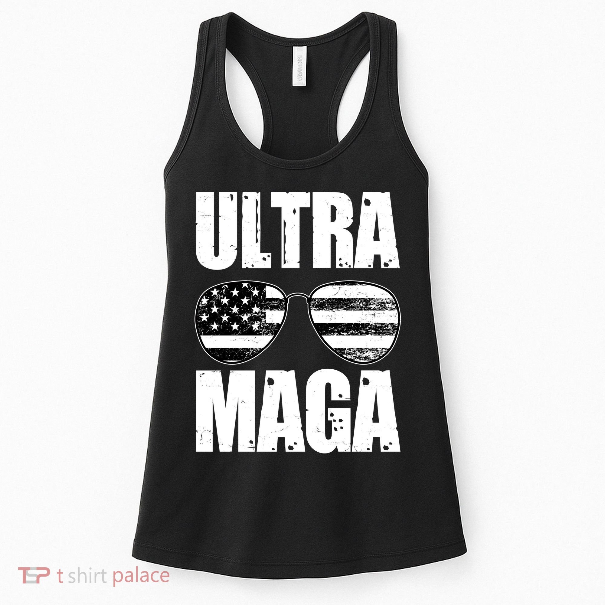 Ultra Maga USA Flag Sunglasses Women's Tank Top