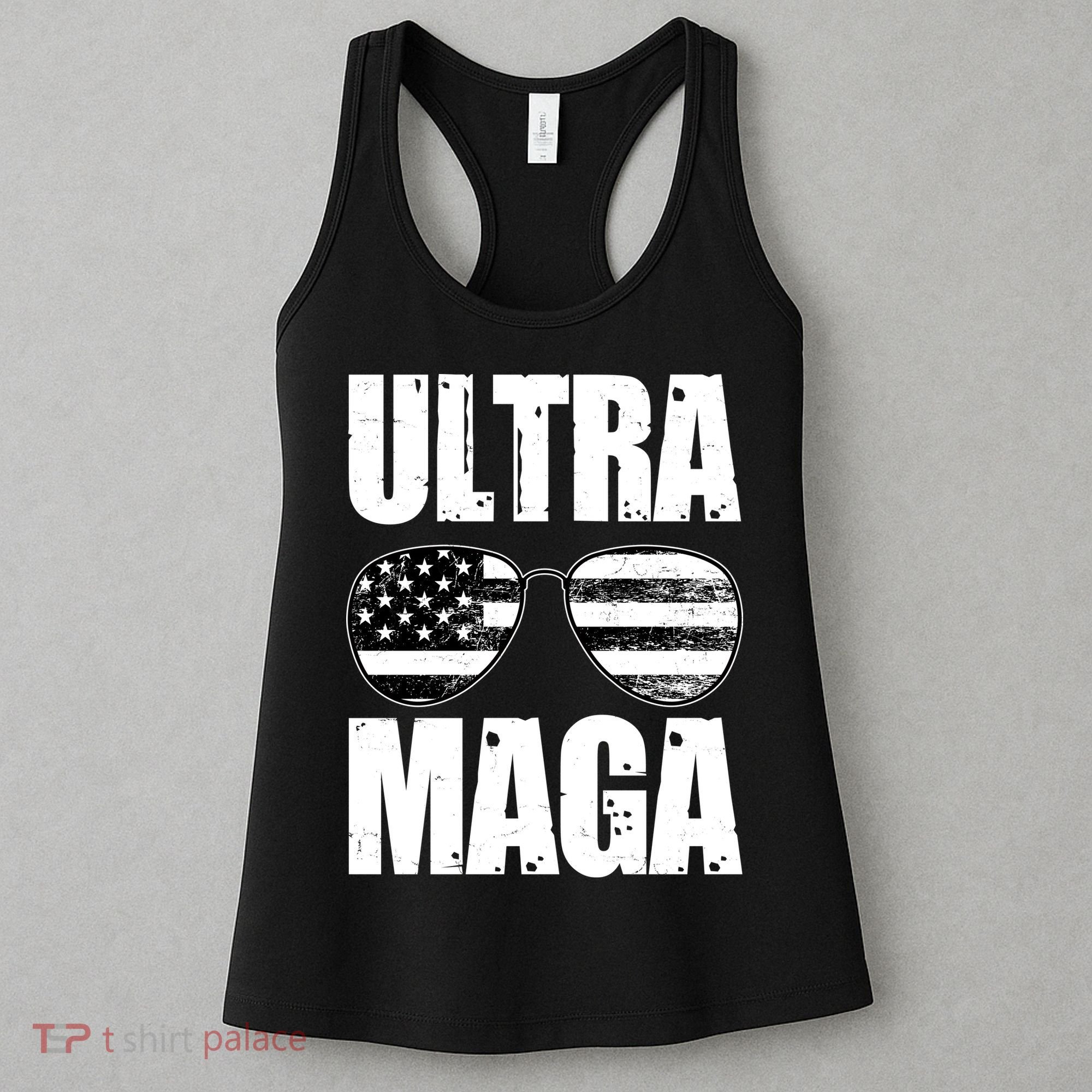 Ultra Maga USA Flag Sunglasses Women's Tank Top