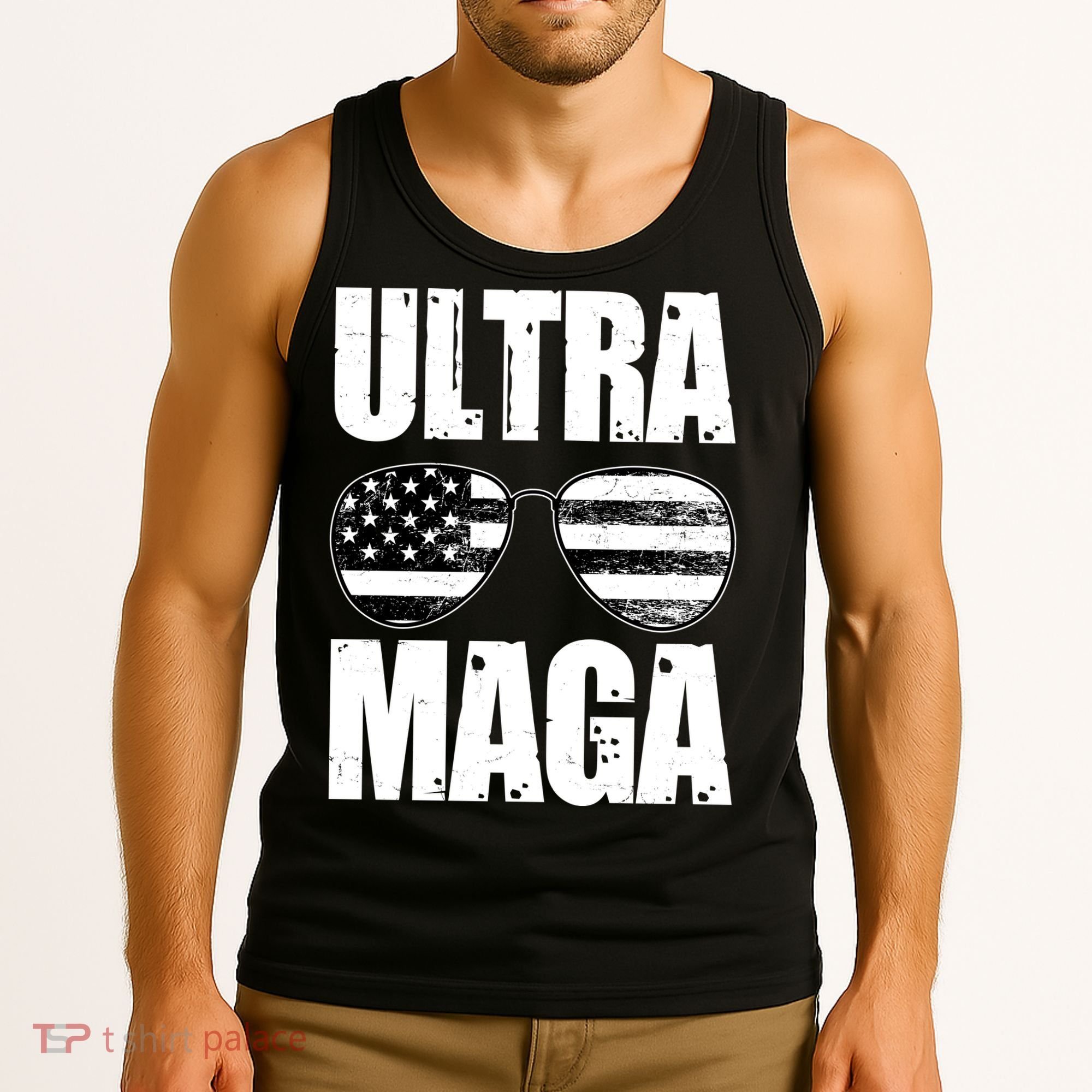Ultra Maga USA Flag Sunglasses Tank Top