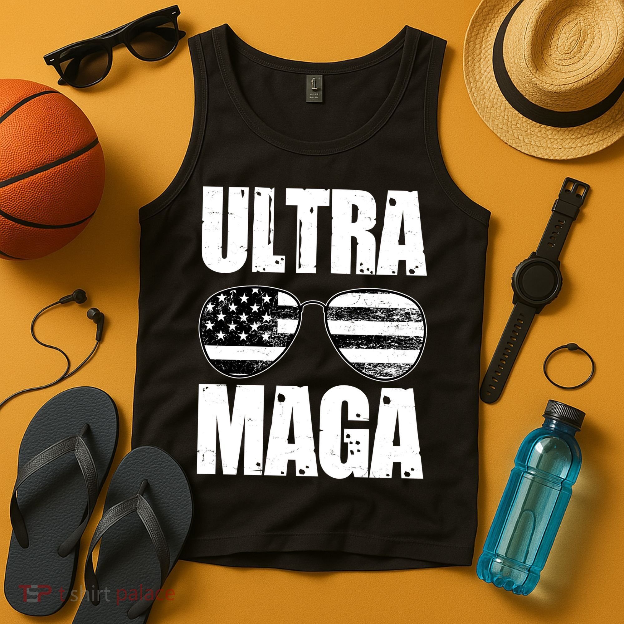 Ultra Maga USA Flag Sunglasses Tank Top