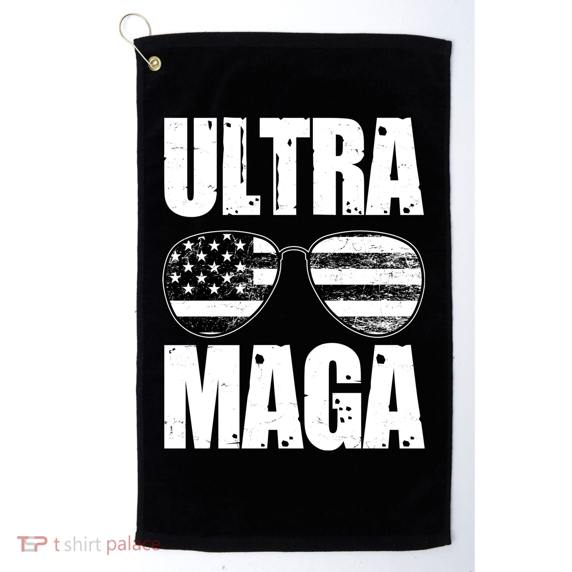 Ultra Maga USA Flag Sunglasses Golf Towel