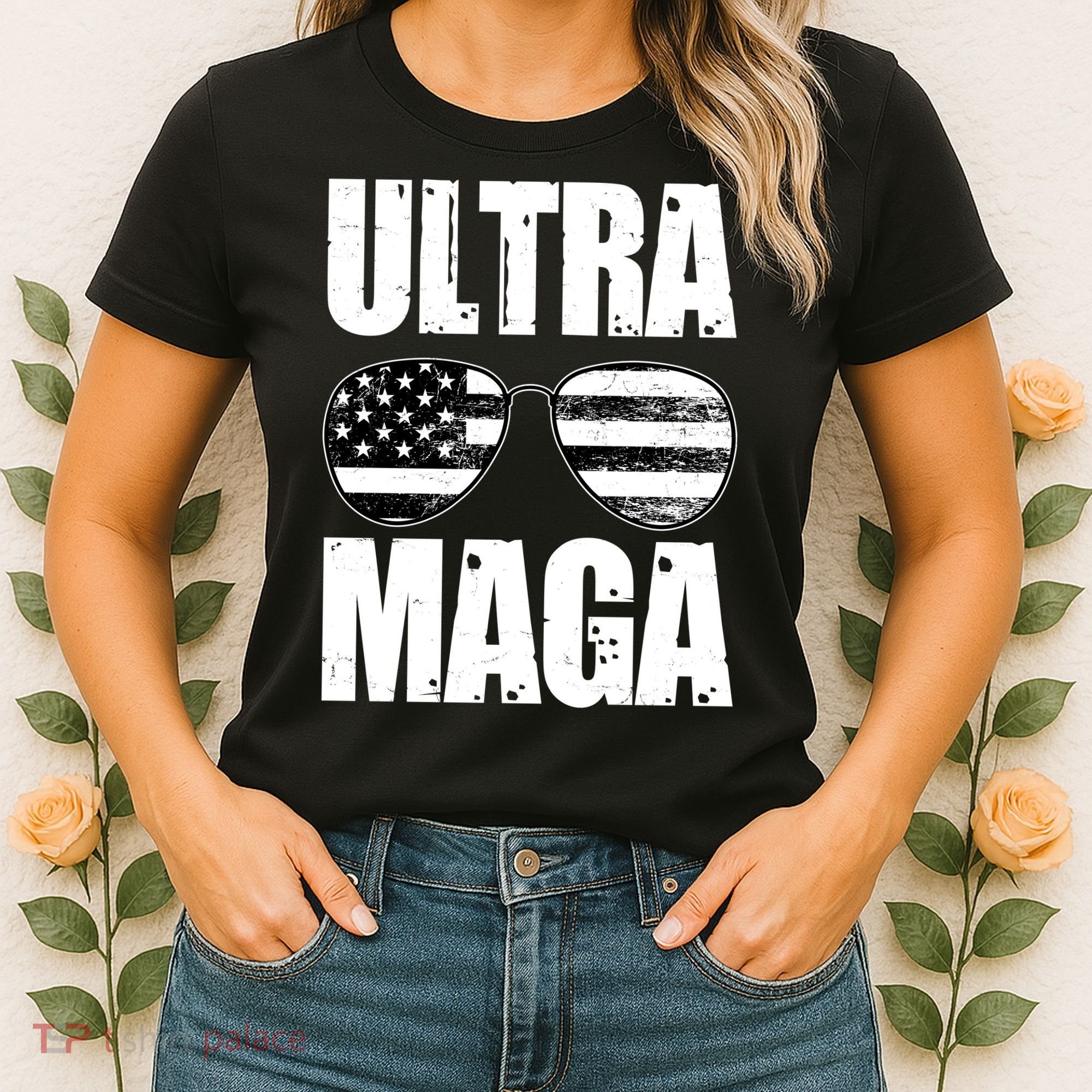 Ultra Maga USA Flag Sunglasses Women's T-Shirt