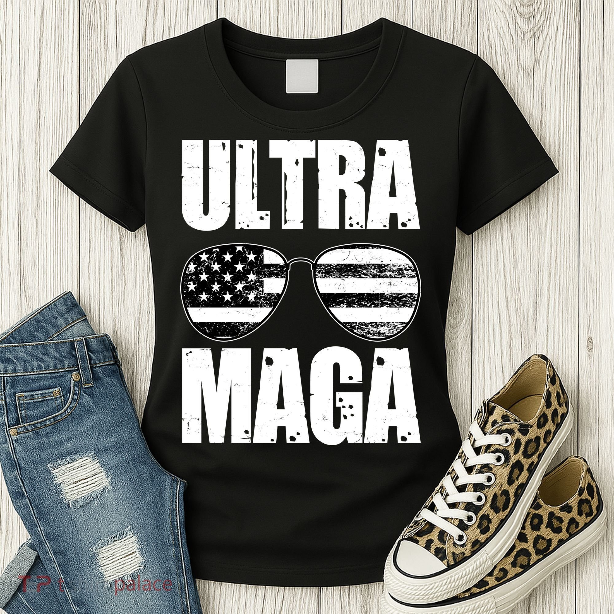 Ultra Maga USA Flag Sunglasses Women's T-Shirt