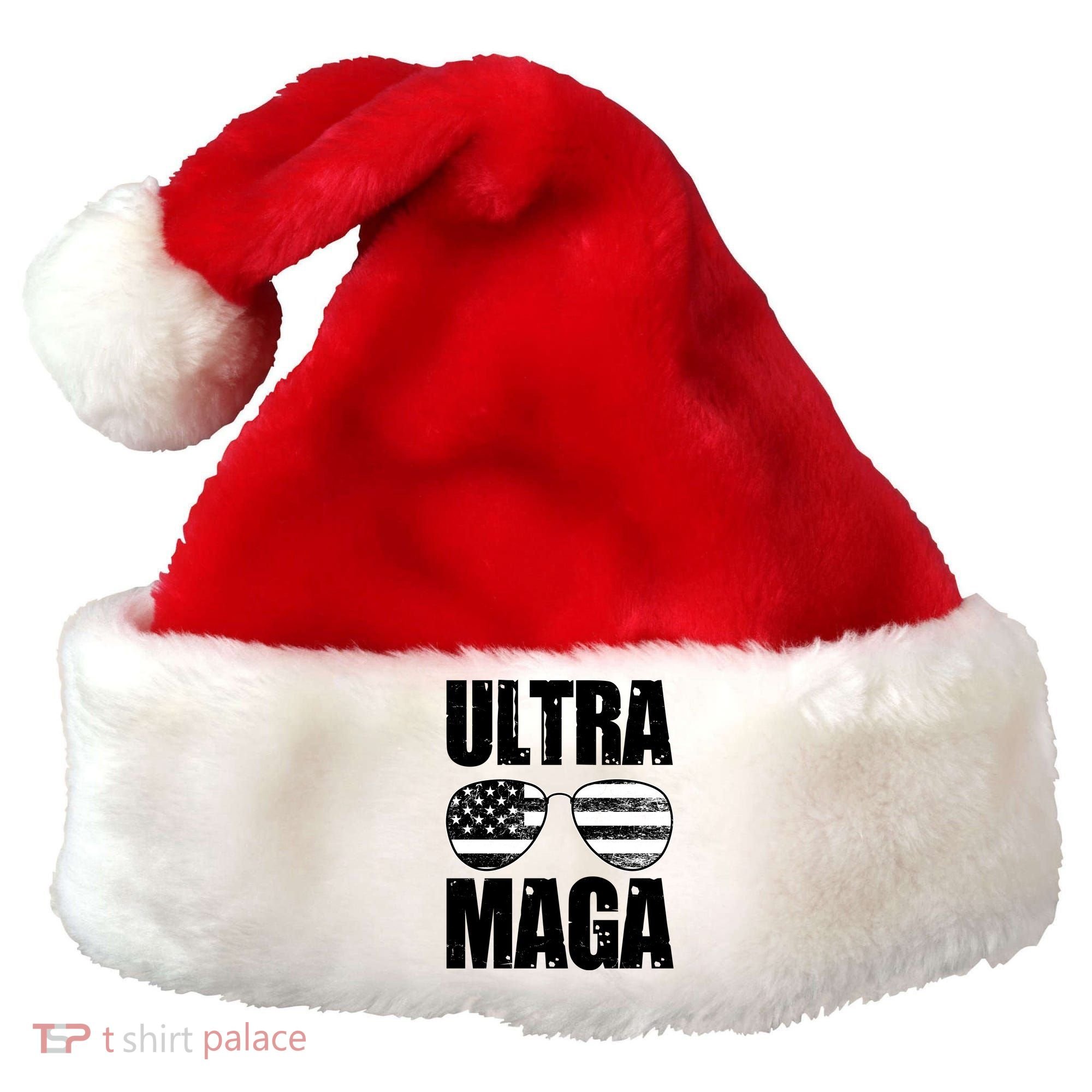 Ultra Maga USA Flag Sunglasses Santa Hat