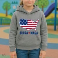 Ultra Maga United States Map Kids Hoodie thumb 3