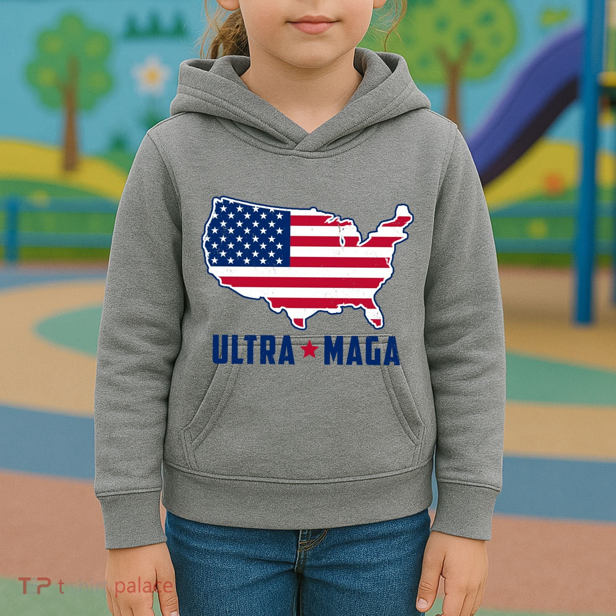 Ultra Maga United States Map Kids Hoodie