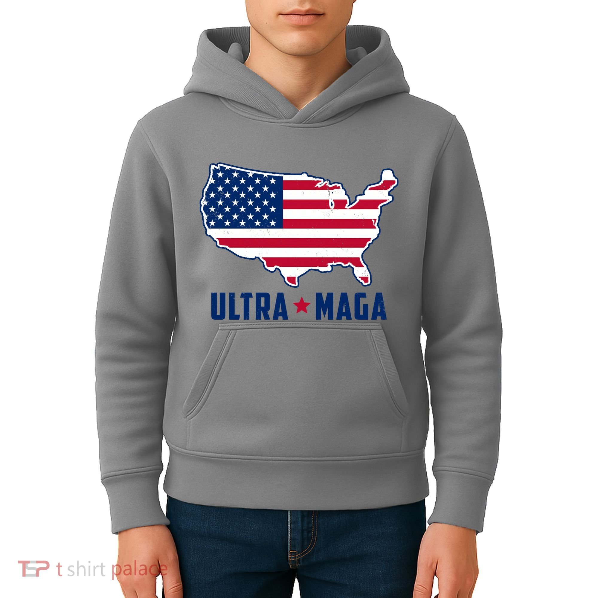 Ultra Maga United States Map Kids Hoodie
