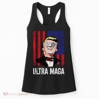 Ultra MAGA USA Flag Parody Trump 2024 Anti Biden Women's Tank Top thumb 0