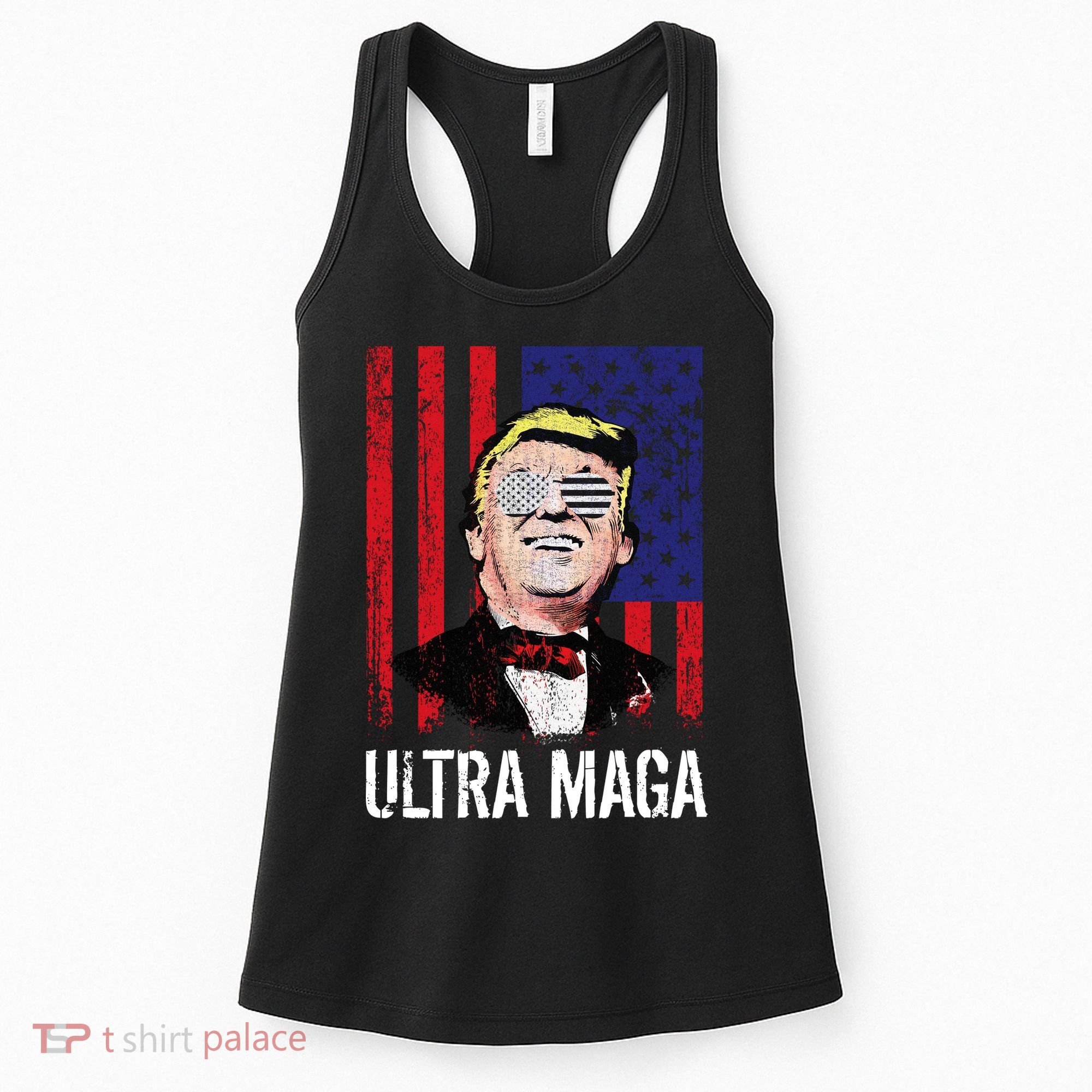 Ultra MAGA USA Flag Parody Trump 2024 Anti Biden Women's Tank Top
