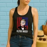 Ultra MAGA USA Flag Parody Trump 2024 Anti Biden Women's Tank Top thumb 2