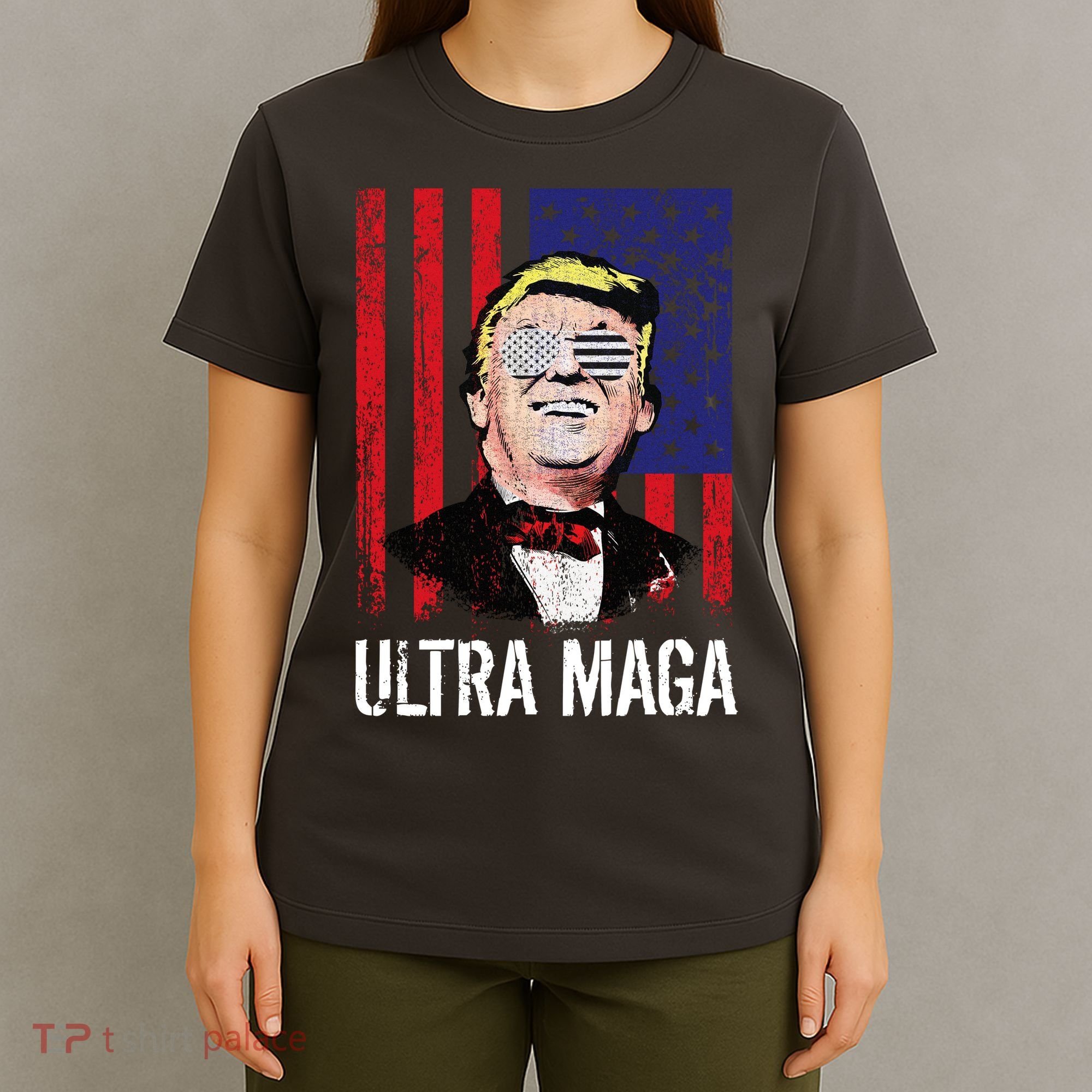 Ultra MAGA USA Flag Parody Trump 2024 Anti Biden T-Shirt