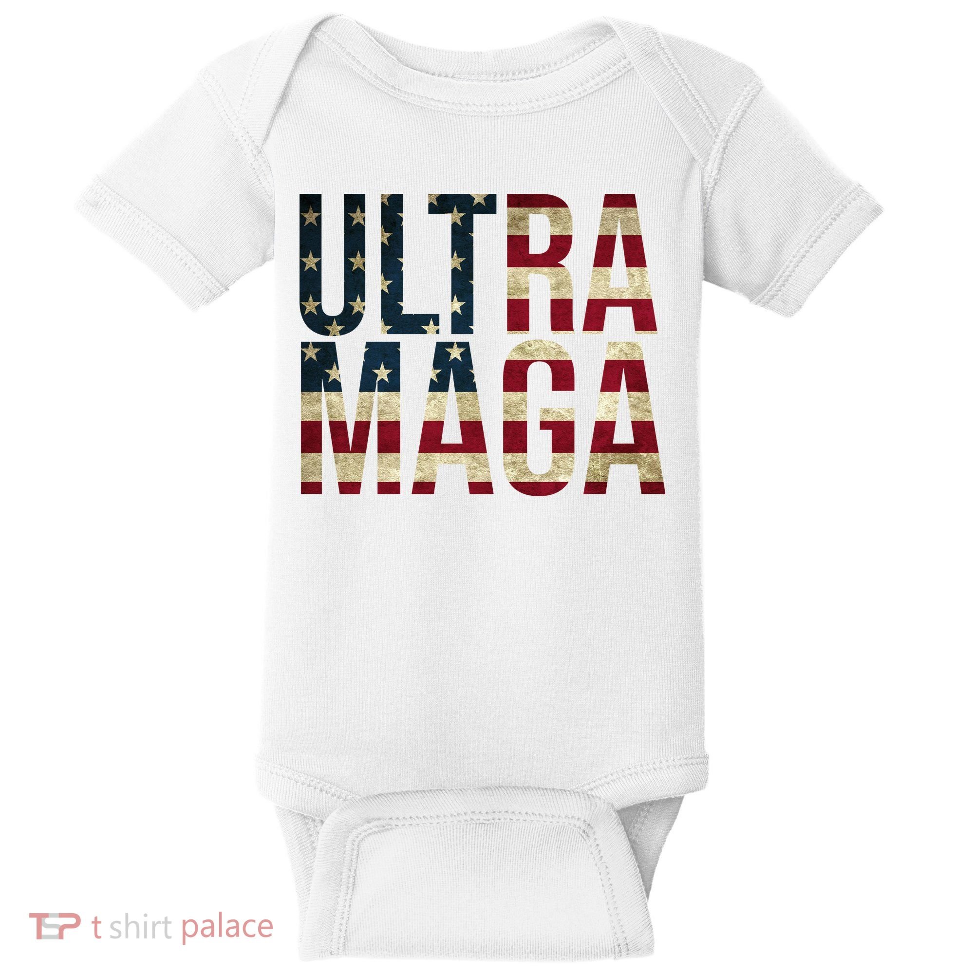 Ultra Maga USA Flag Baby Bodysuit
