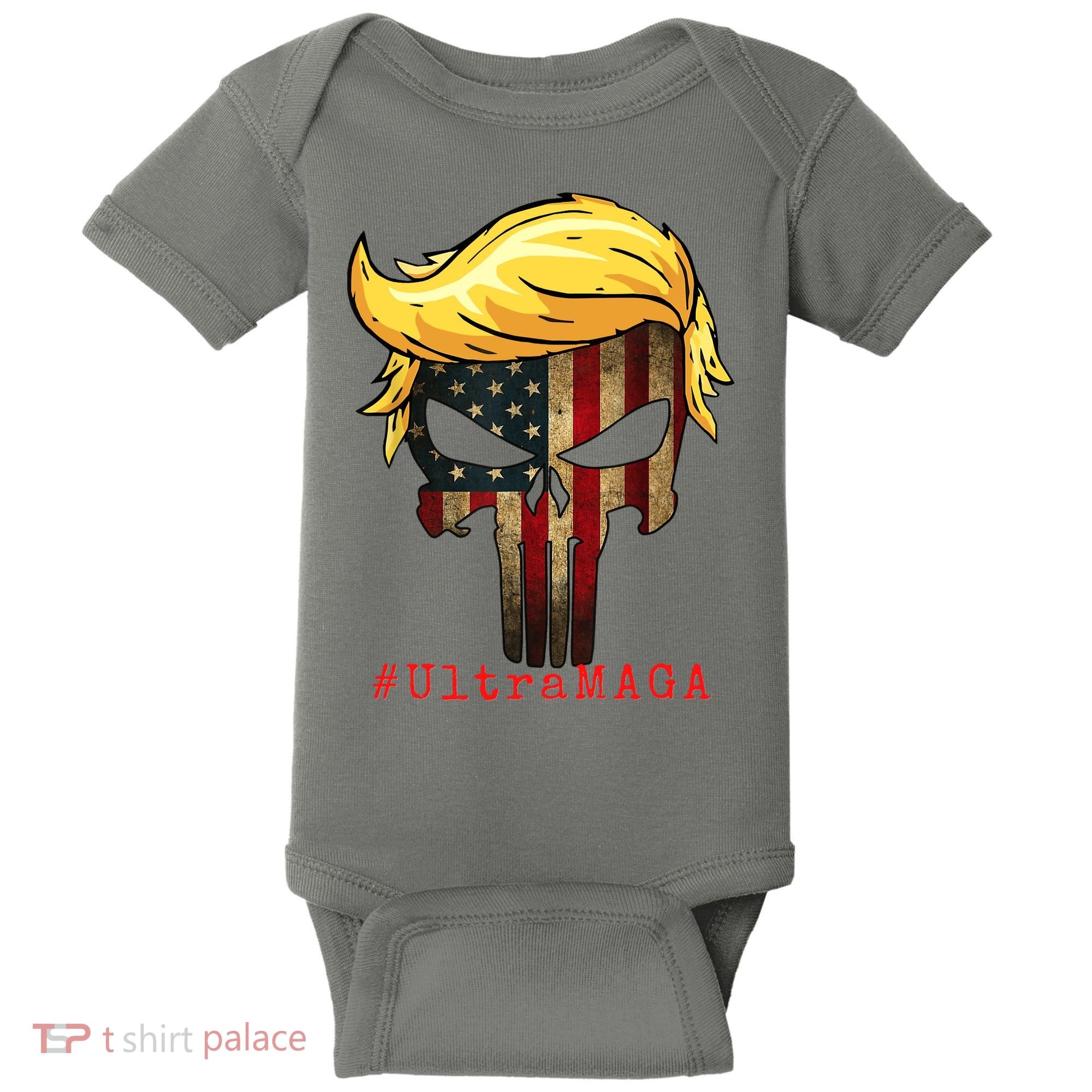 Ultra MAGA #UltraMAGA Punisher Trump Baby Bodysuit