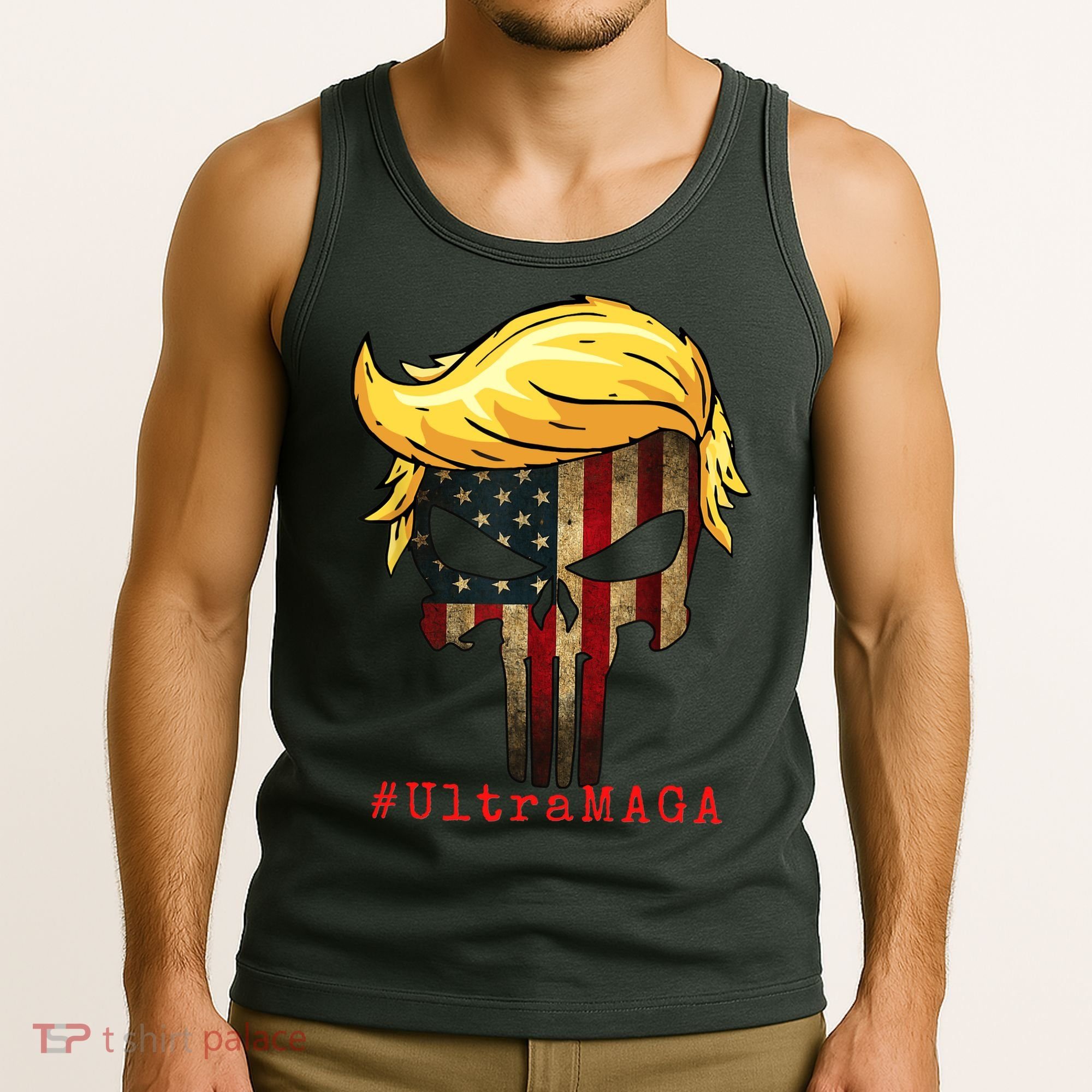 Ultra MAGA #UltraMAGA Punisher Trump Tank Top