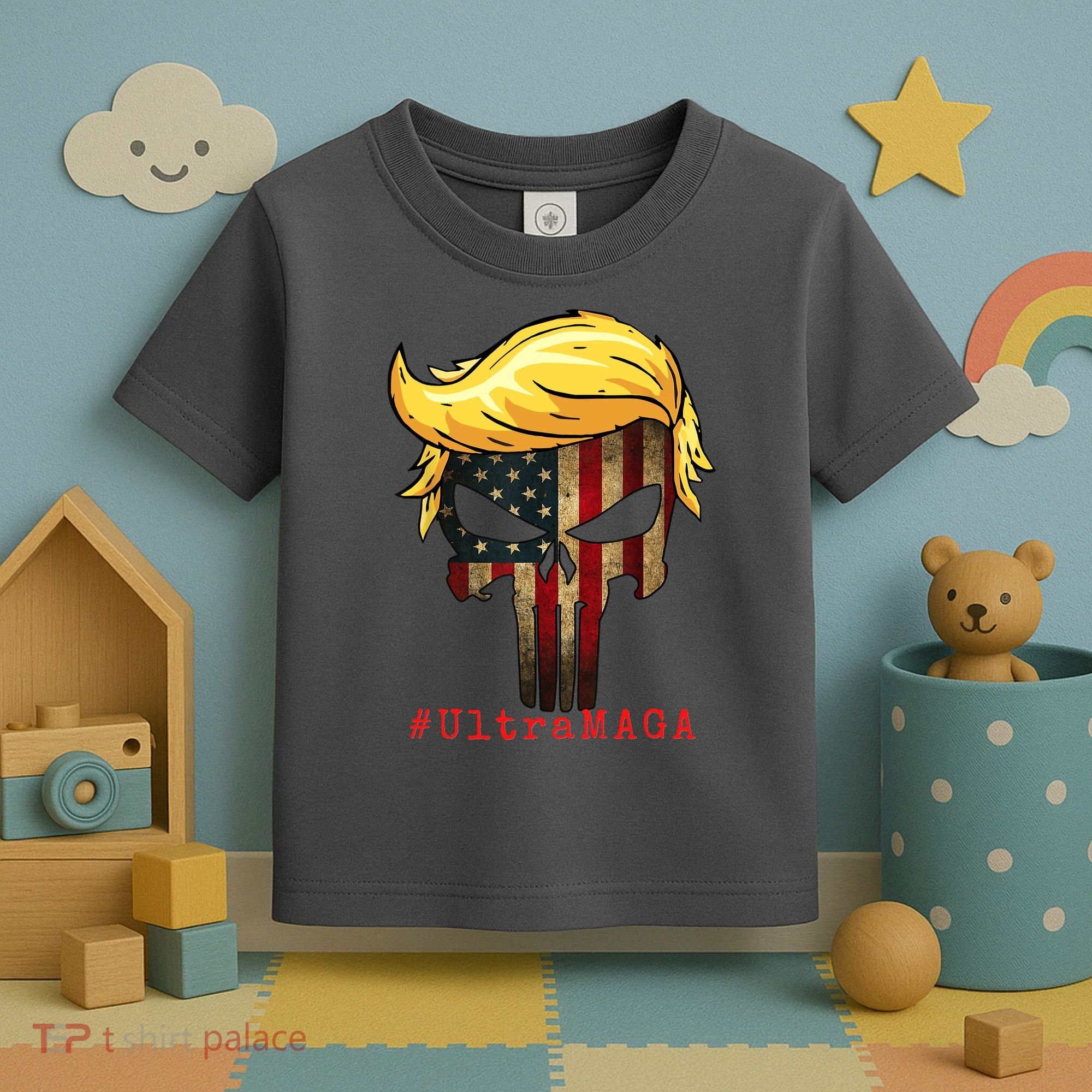 Ultra MAGA #UltraMAGA Punisher Trump Toddler T-Shirt