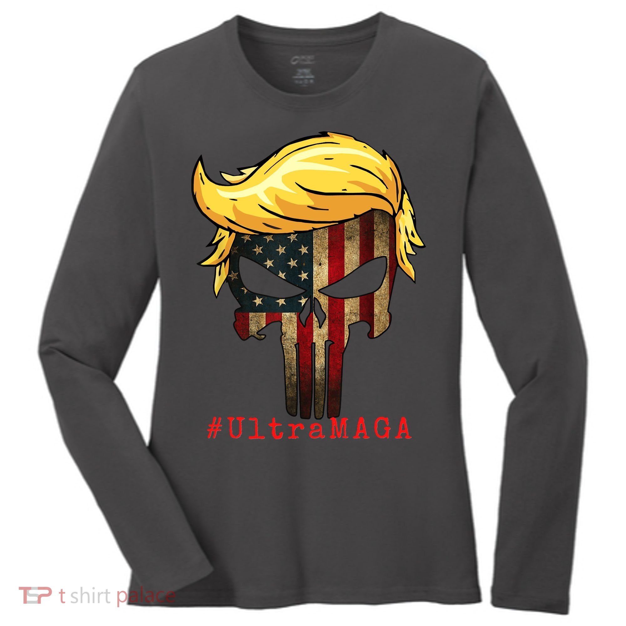 Ultra MAGA #UltraMAGA Punisher Trump Women's Long Sleeve Shirt