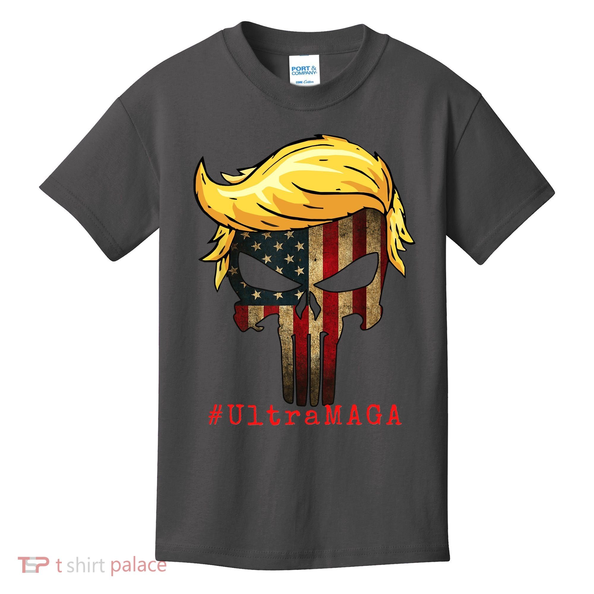 Ultra MAGA #UltraMAGA Punisher Trump Kids T-Shirt