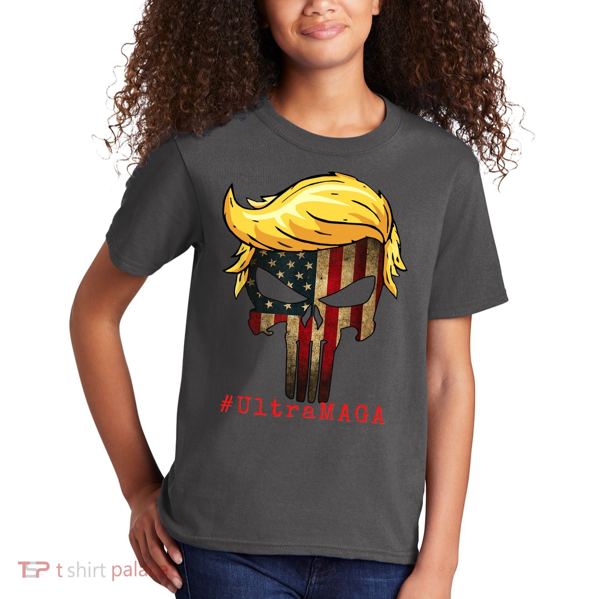 Ultra MAGA #UltraMAGA Punisher Trump Kids T-Shirt