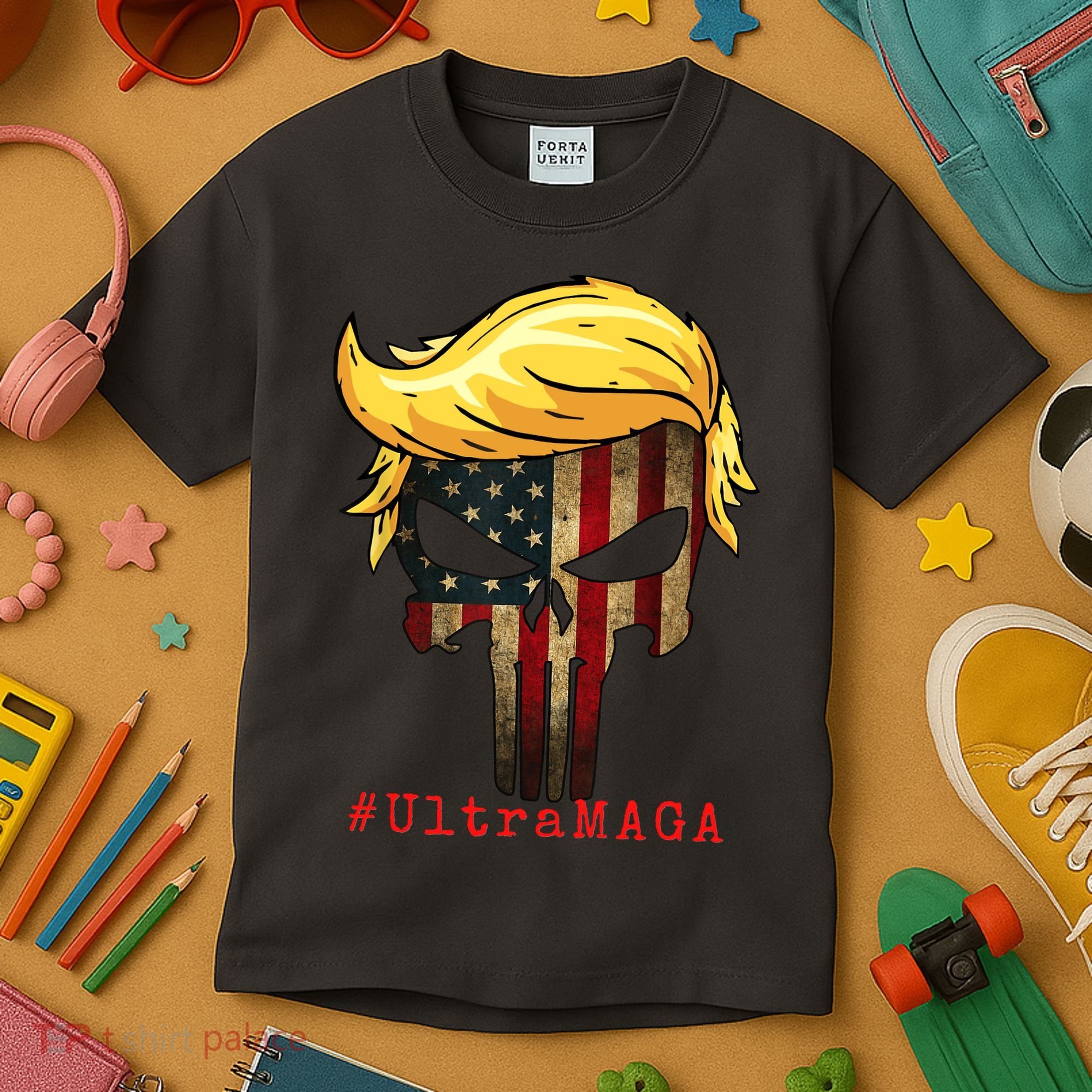 Ultra MAGA #UltraMAGA Punisher Trump Kids T-Shirt