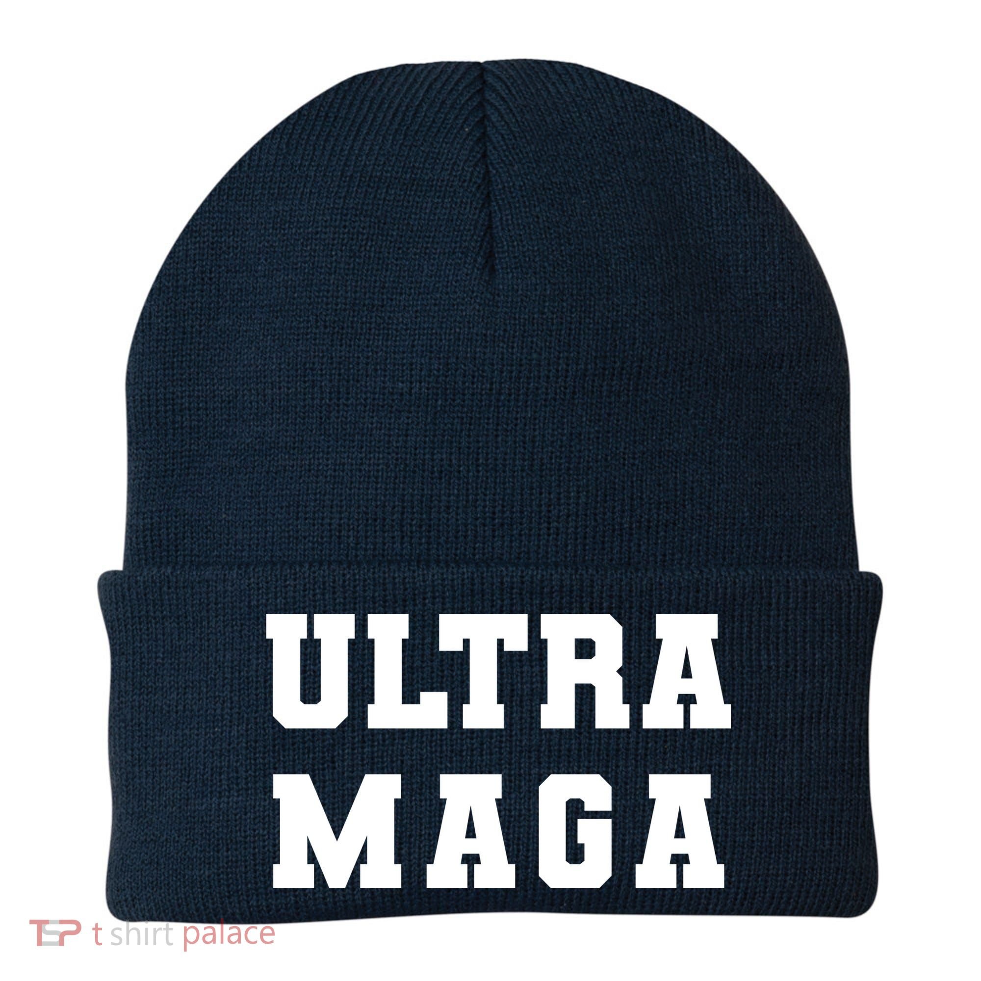 Ultra MAGA Varsity College Font Logo Beanie
