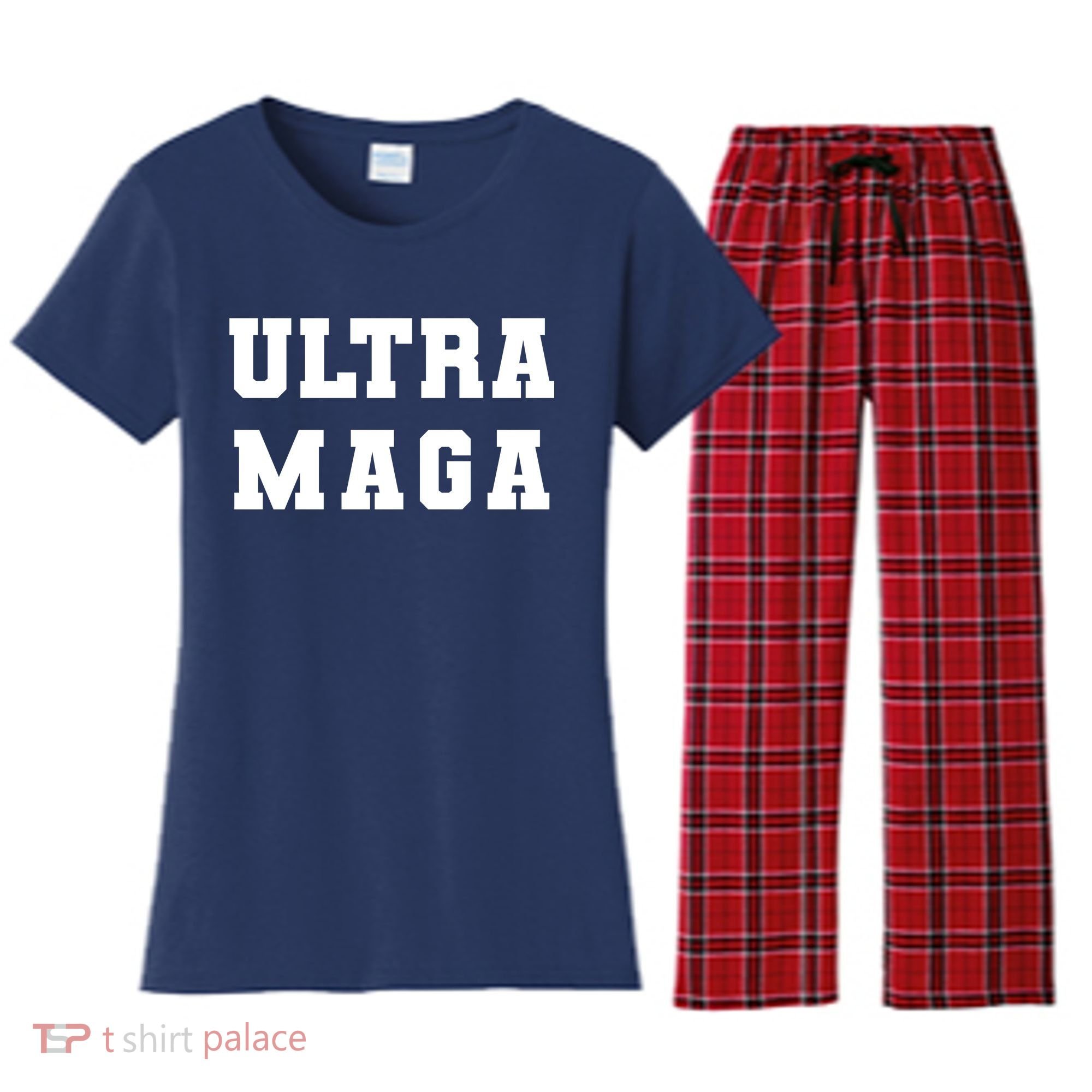 Ultra MAGA Varsity College Font Logo Women's Flannel Pajama Set