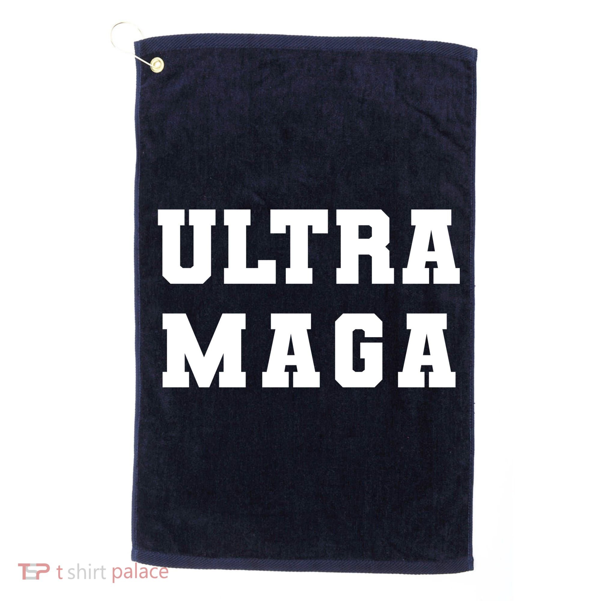 Ultra MAGA Varsity College Font Logo Golf Towel